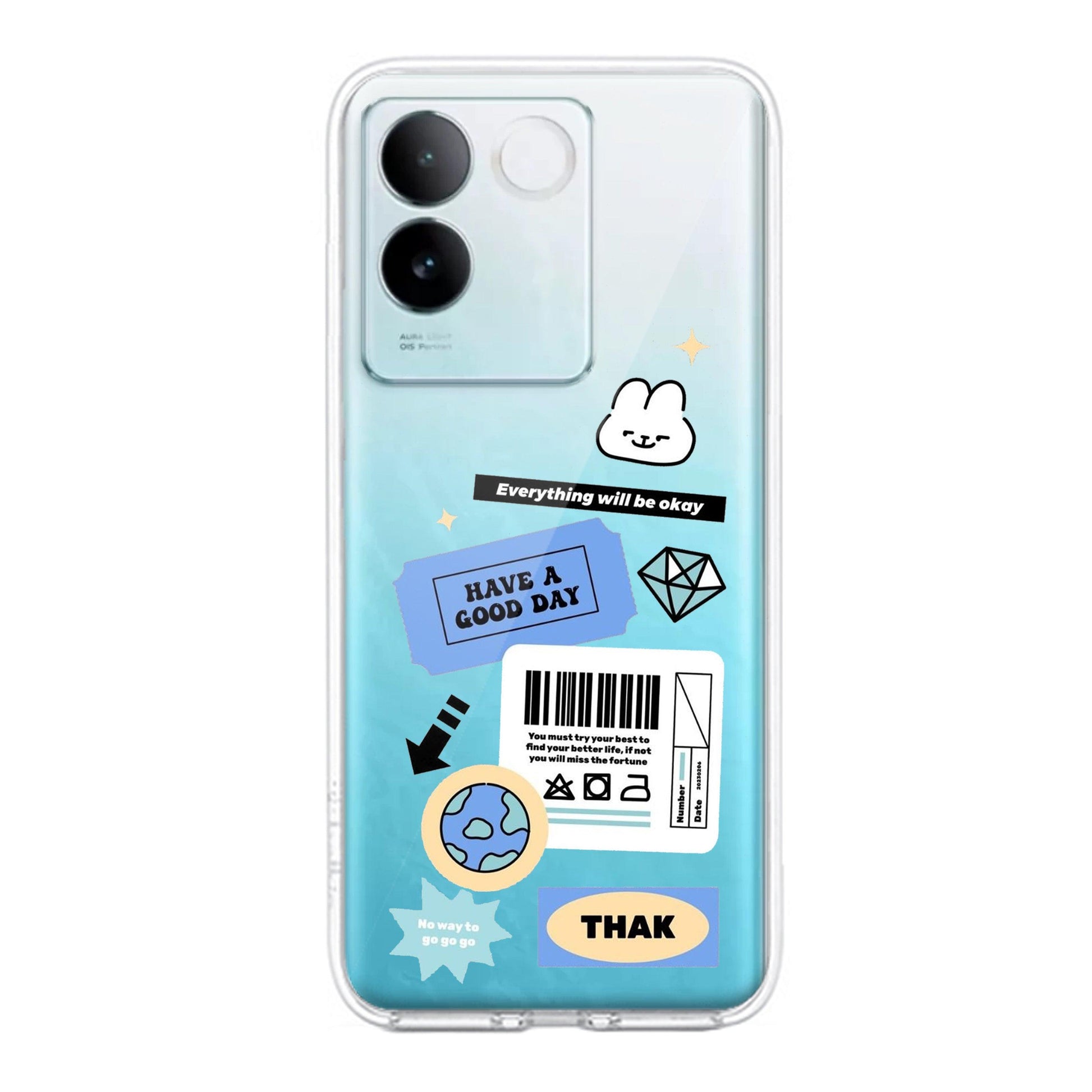 Ticket to Happiness Transparent Silicon Case For iQOO ShopOnCliQ