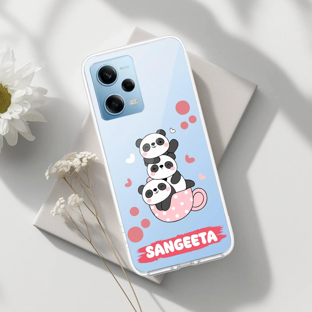 Tino Panda Customize Transparent Silicon Case For Redmi Note 9 Pro / Redmi Note 9 Pro Max / Redmi Note 10 lite