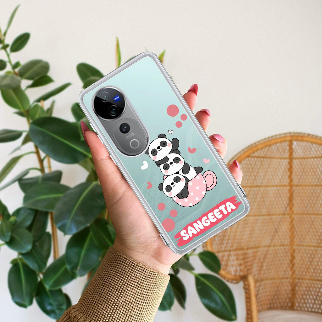 Tino Panda Customize Transparent Silicon Case For Vivo T1 5G