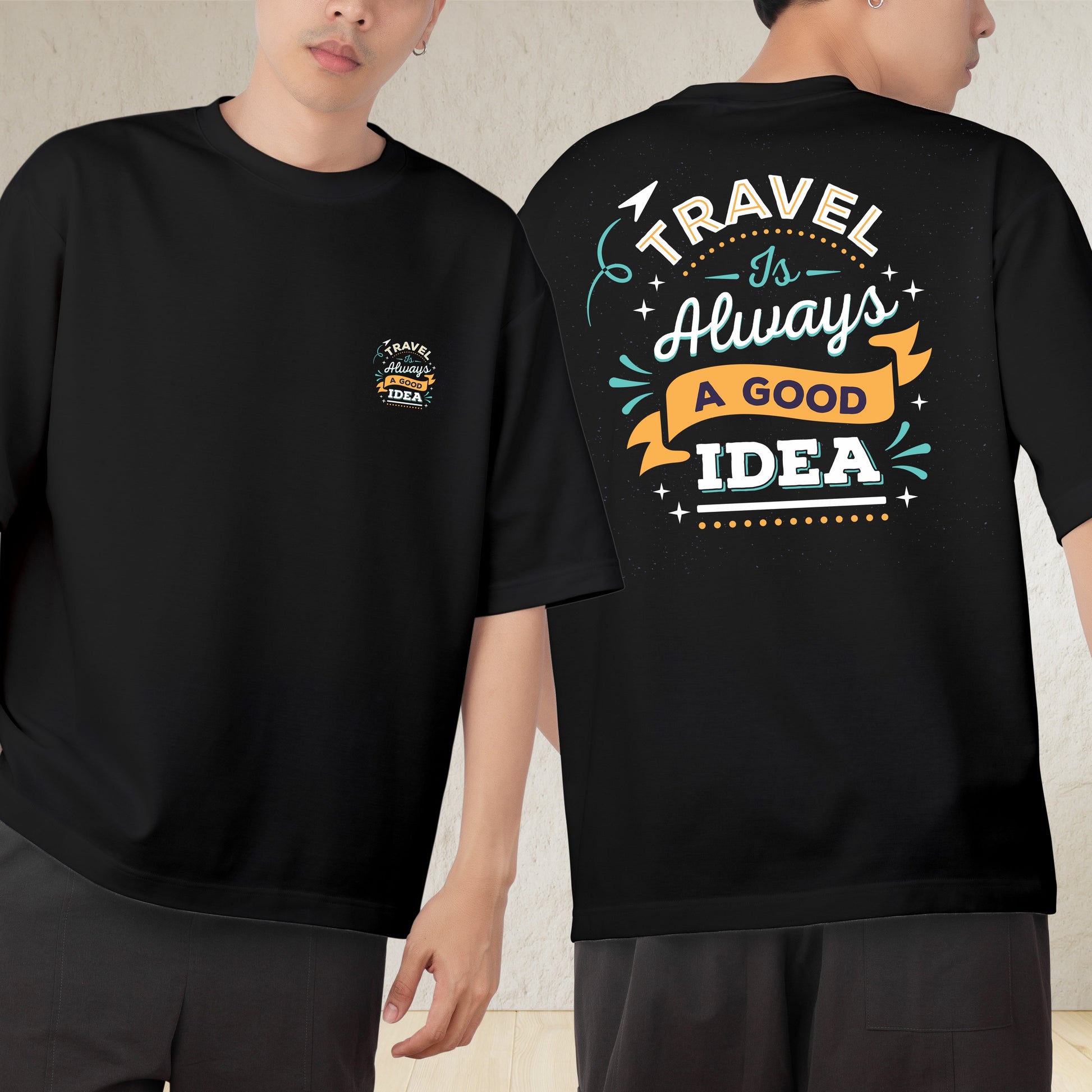 Travel Always Men's Cotton Graphic Print Oversized T-Shirt - ShopOnCliQ