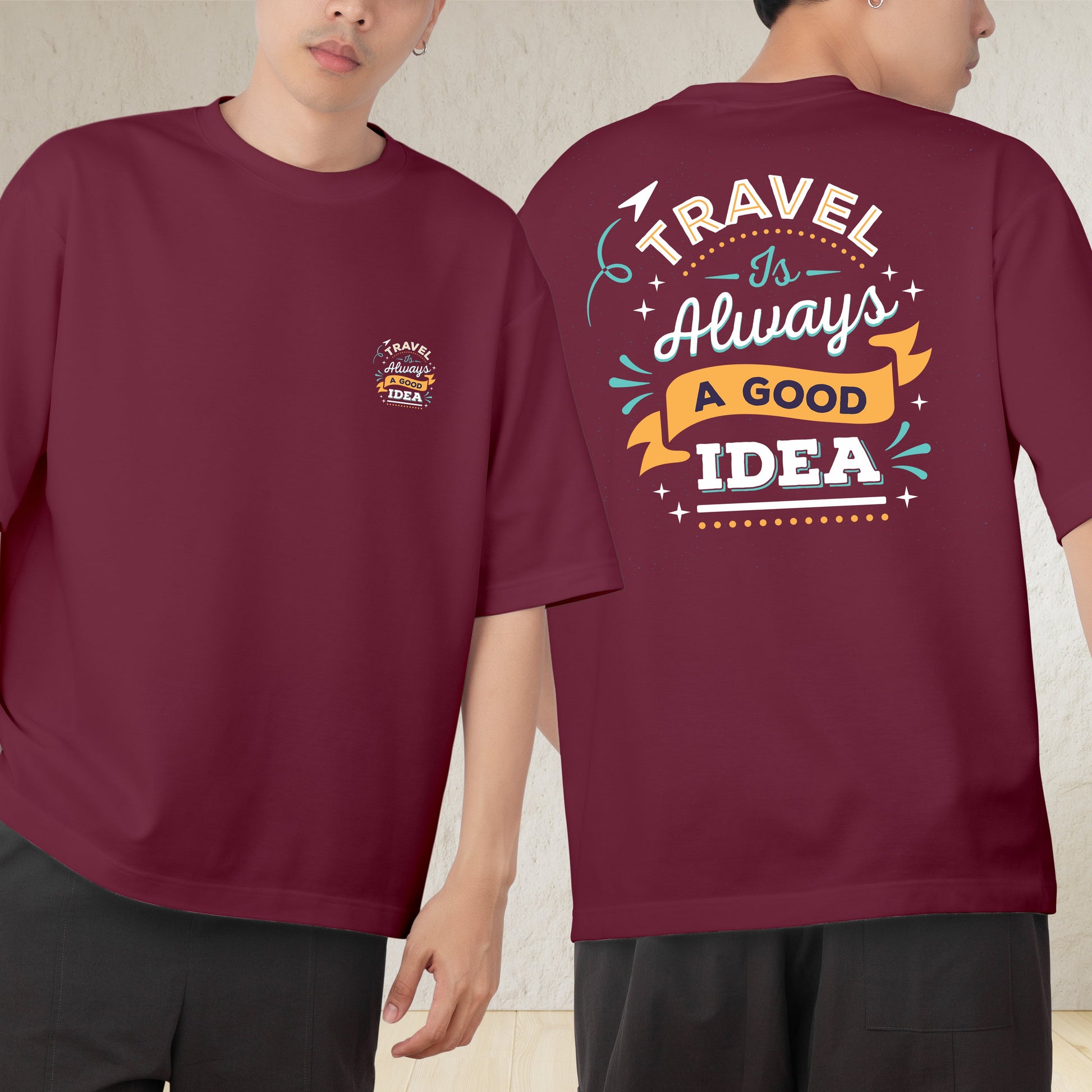 Travel Always Men's Cotton Graphic Print Oversized T-Shirt - ShopOnCliQ