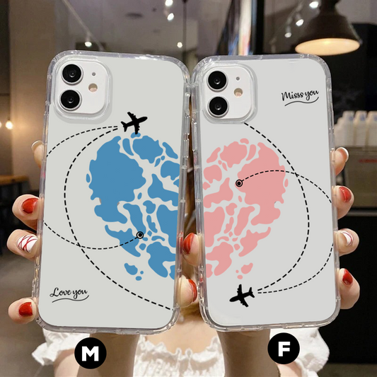 Travel Heart Map Couple Clear Silicon Case For iPhone