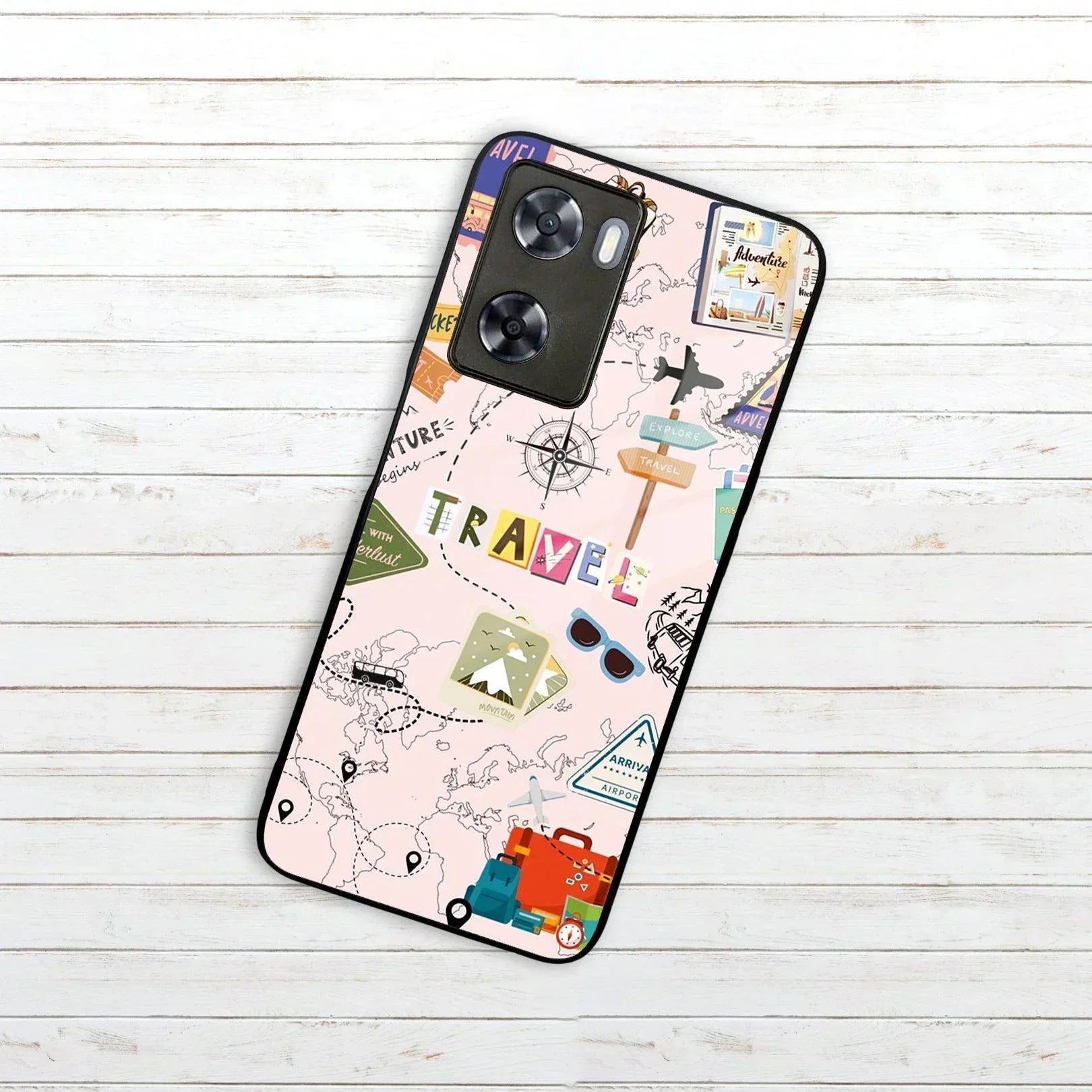 Travelogue Treasures Glass Case Cover For Oppo - ShopOnCliQ