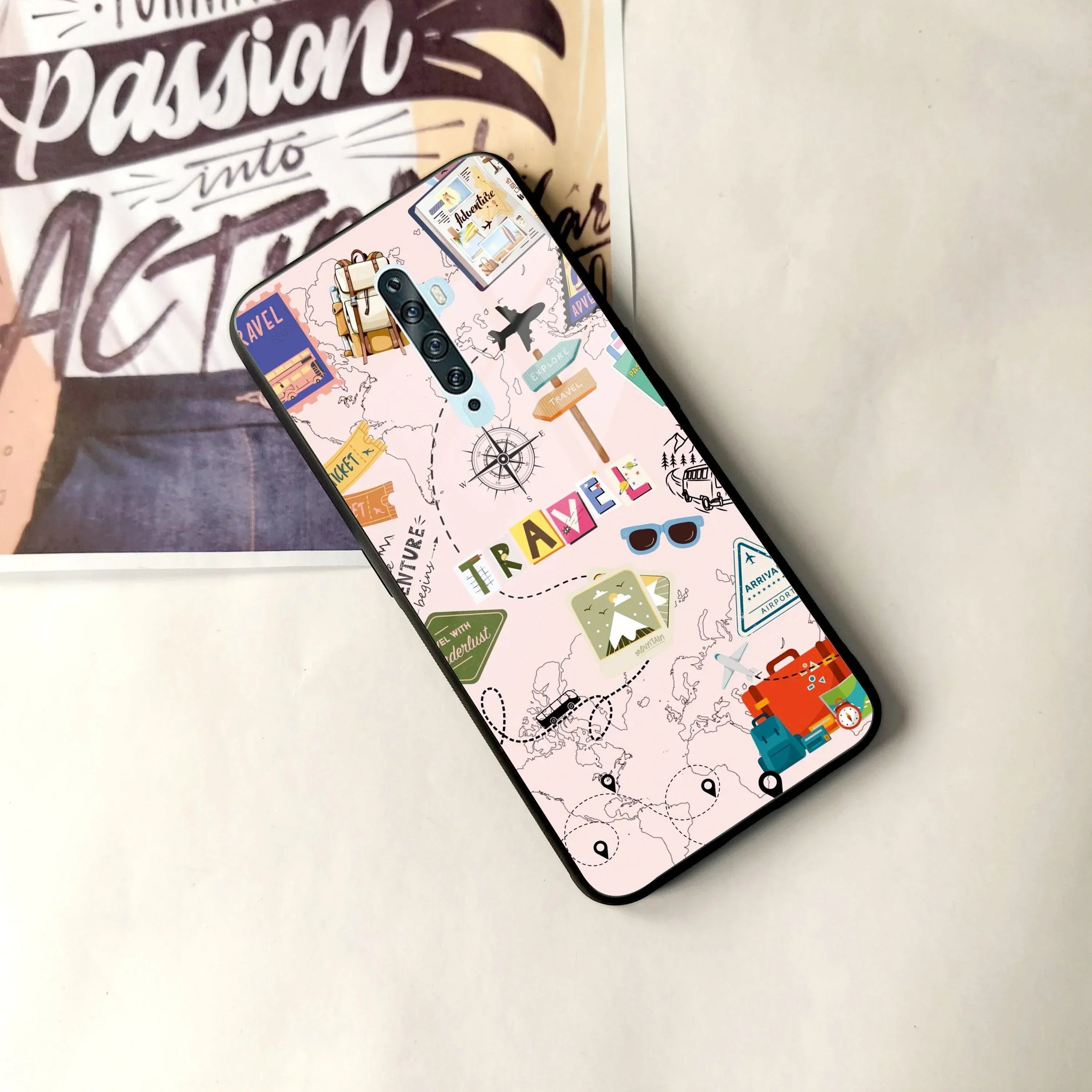 Travelogue Treasures Glass Case Cover For Oppo - ShopOnCliQ