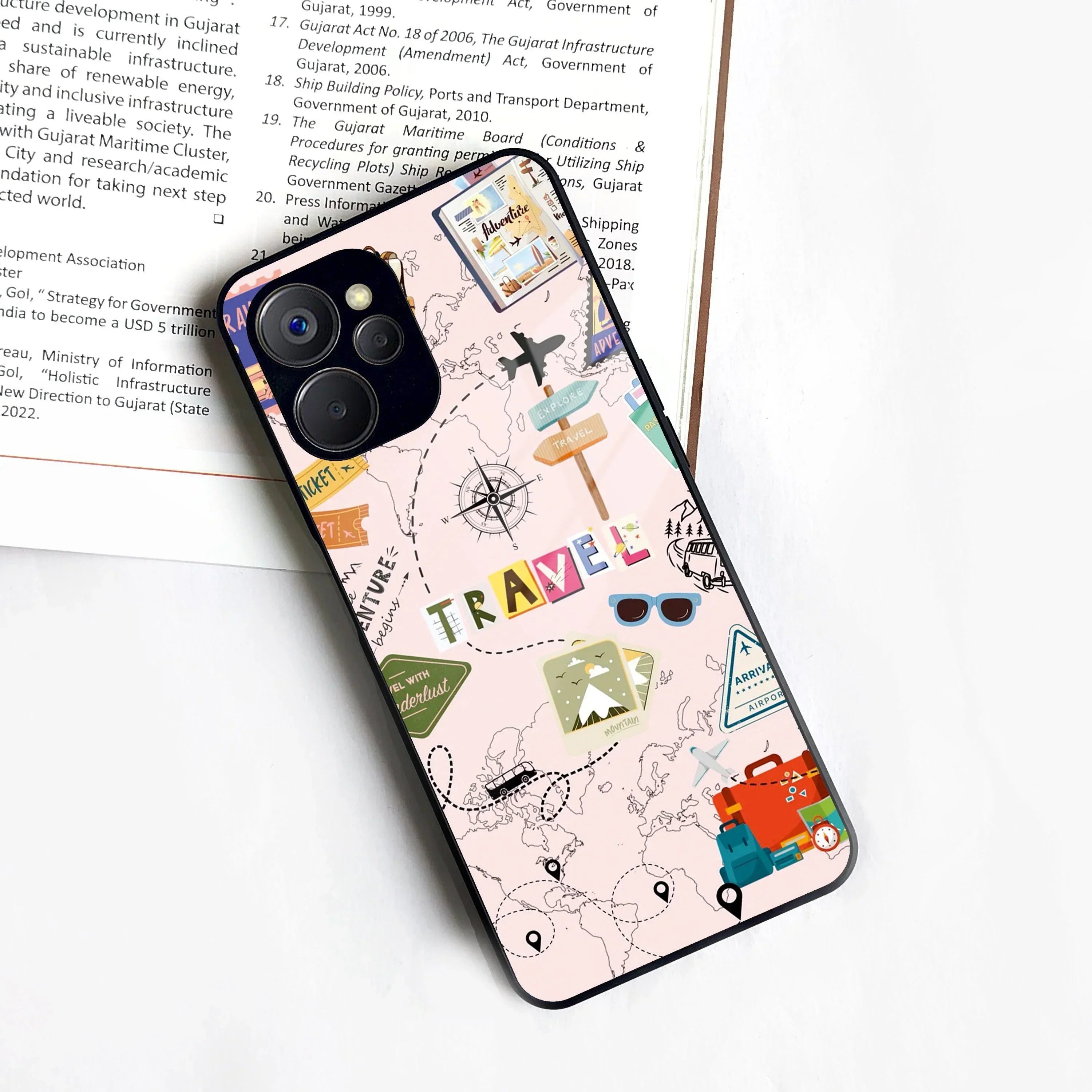 Travelogue Treasures Glass Case Cover For Realme/Narzo - ShopOnCliQ