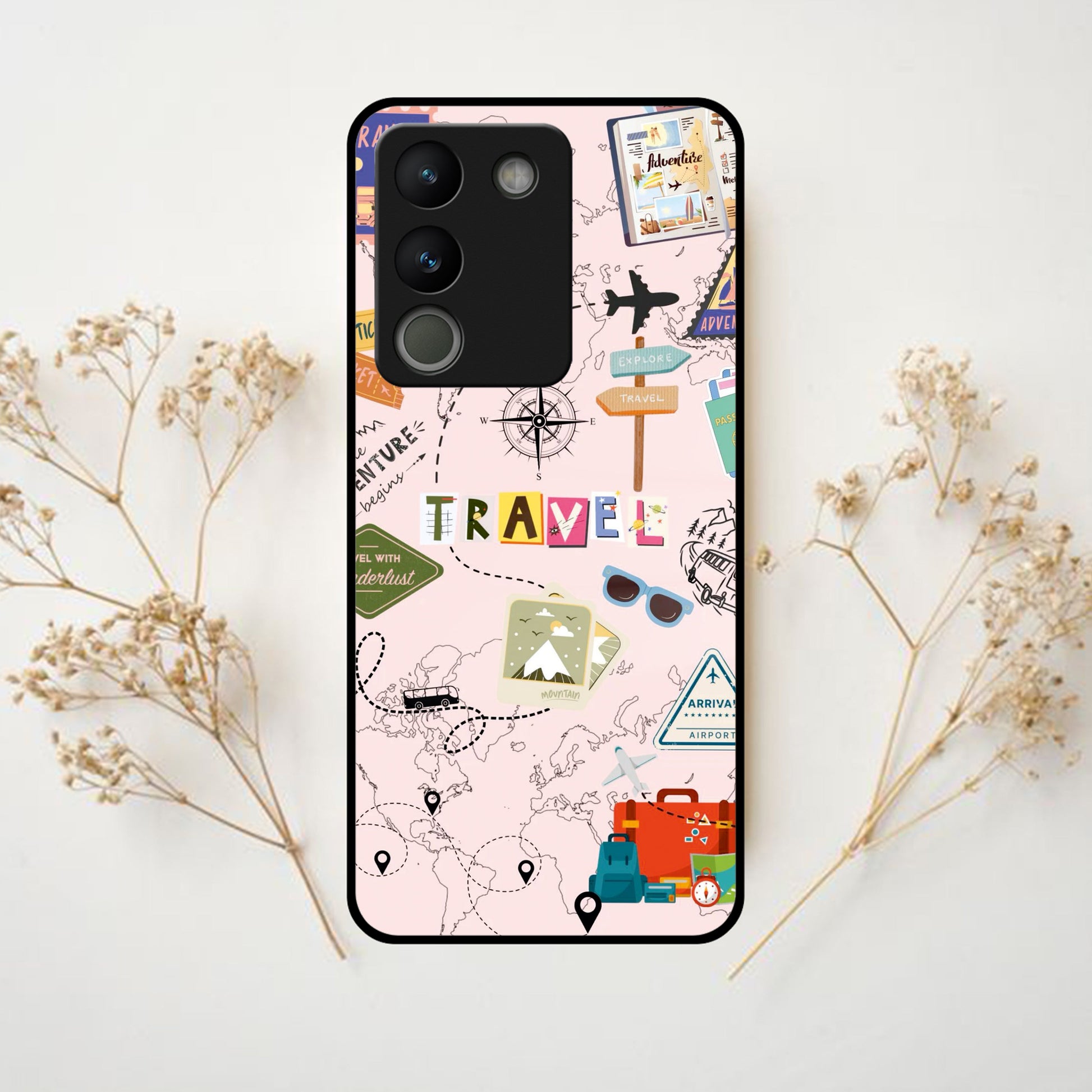 Travelogue Treasures Glass Case Cover For Vivo ShopOnCliQ