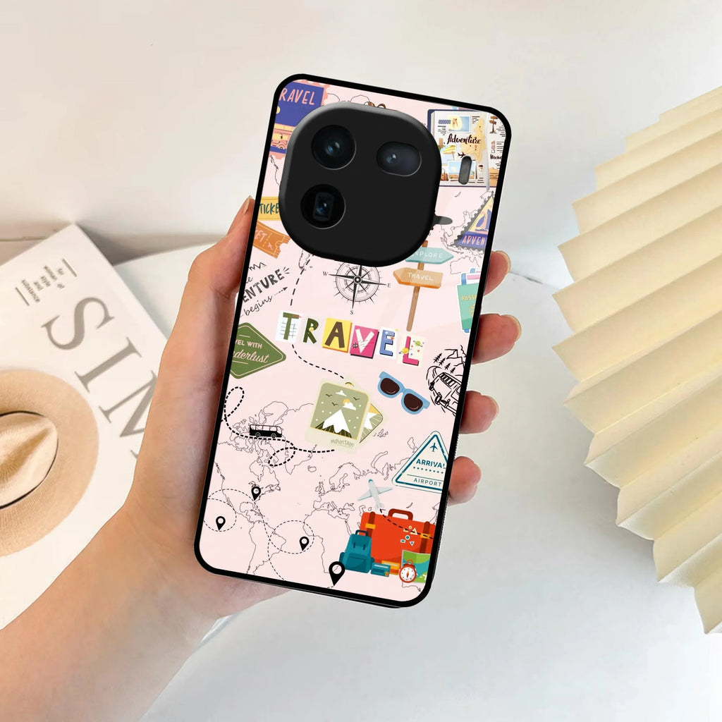 Travelogue Treasures Glass Case Cover For Vivo - ShopOnCliQ