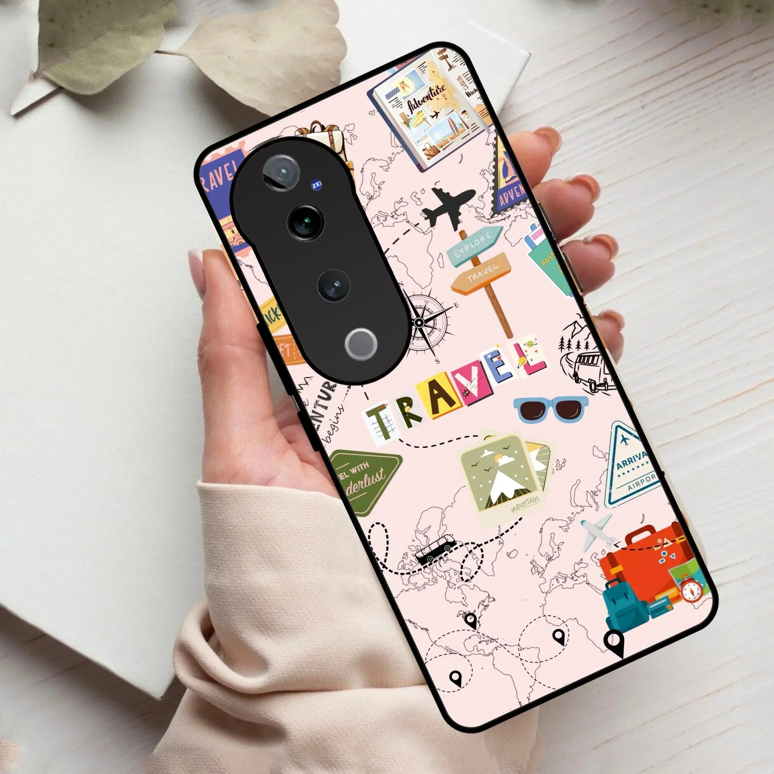 Travelogue Treasures Glass Case Cover For Vivo - ShopOnCliQ