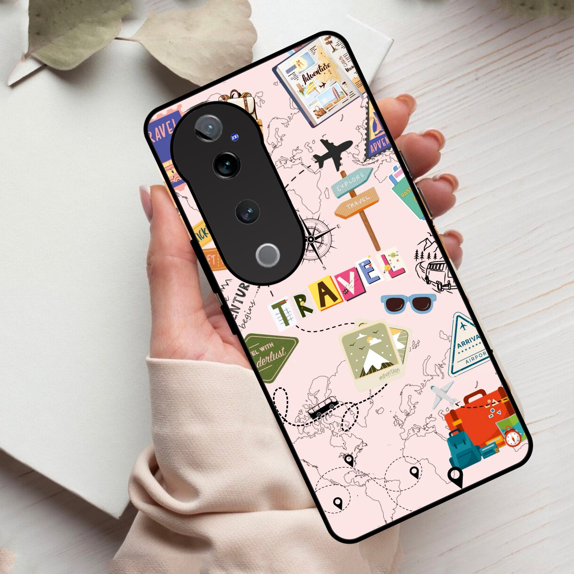 Travelogue Treasures Glass Case Cover For Vivo ShopOnCliQ