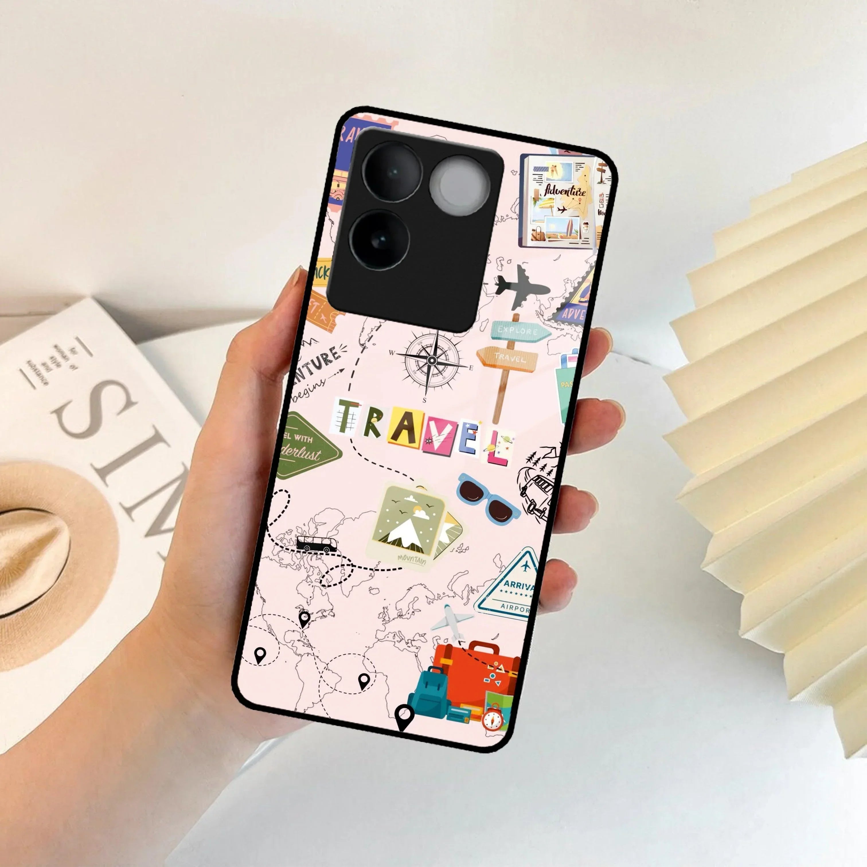 Travelogue Treasures Glass Case Cover For Vivo - ShopOnCliQ