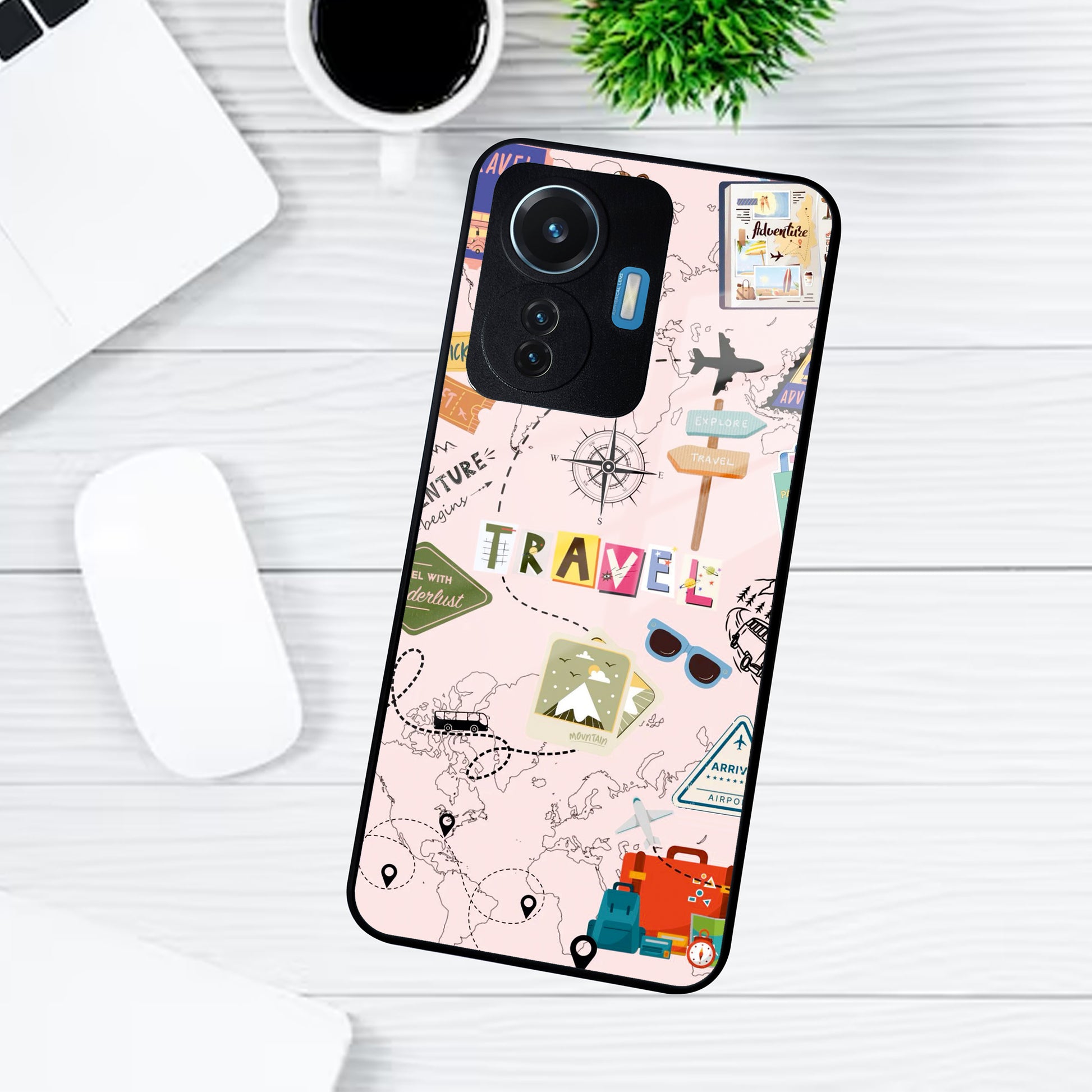 Travelogue Treasures Glass Case Cover For Vivo ShopOnCliQ