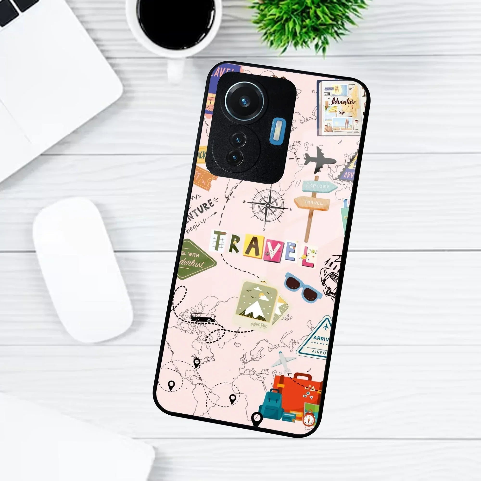 Travelogue Treasures Glass Case Cover For Vivo - ShopOnCliQ