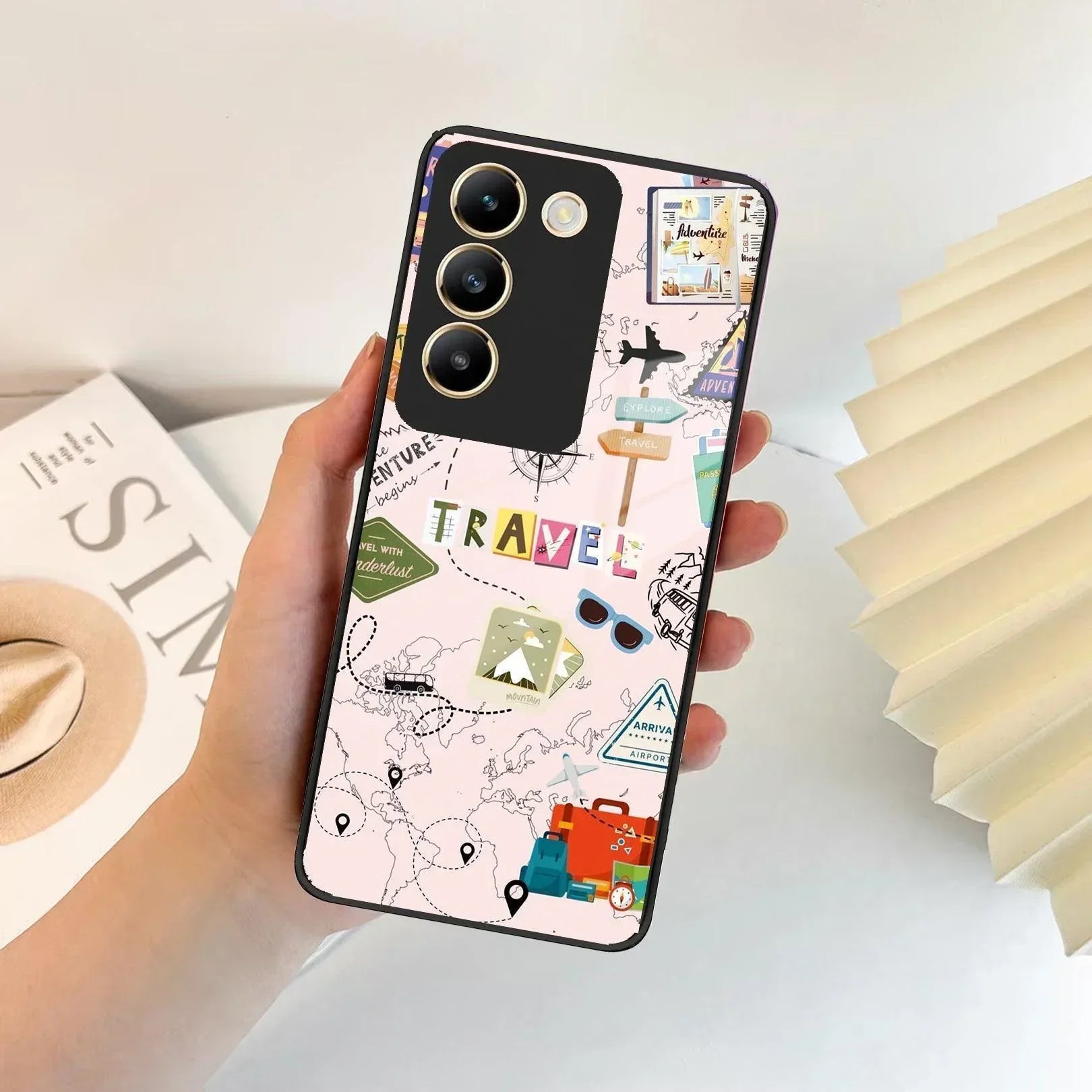 Travelogue Treasures Glass Case Cover For Vivo - ShopOnCliQ