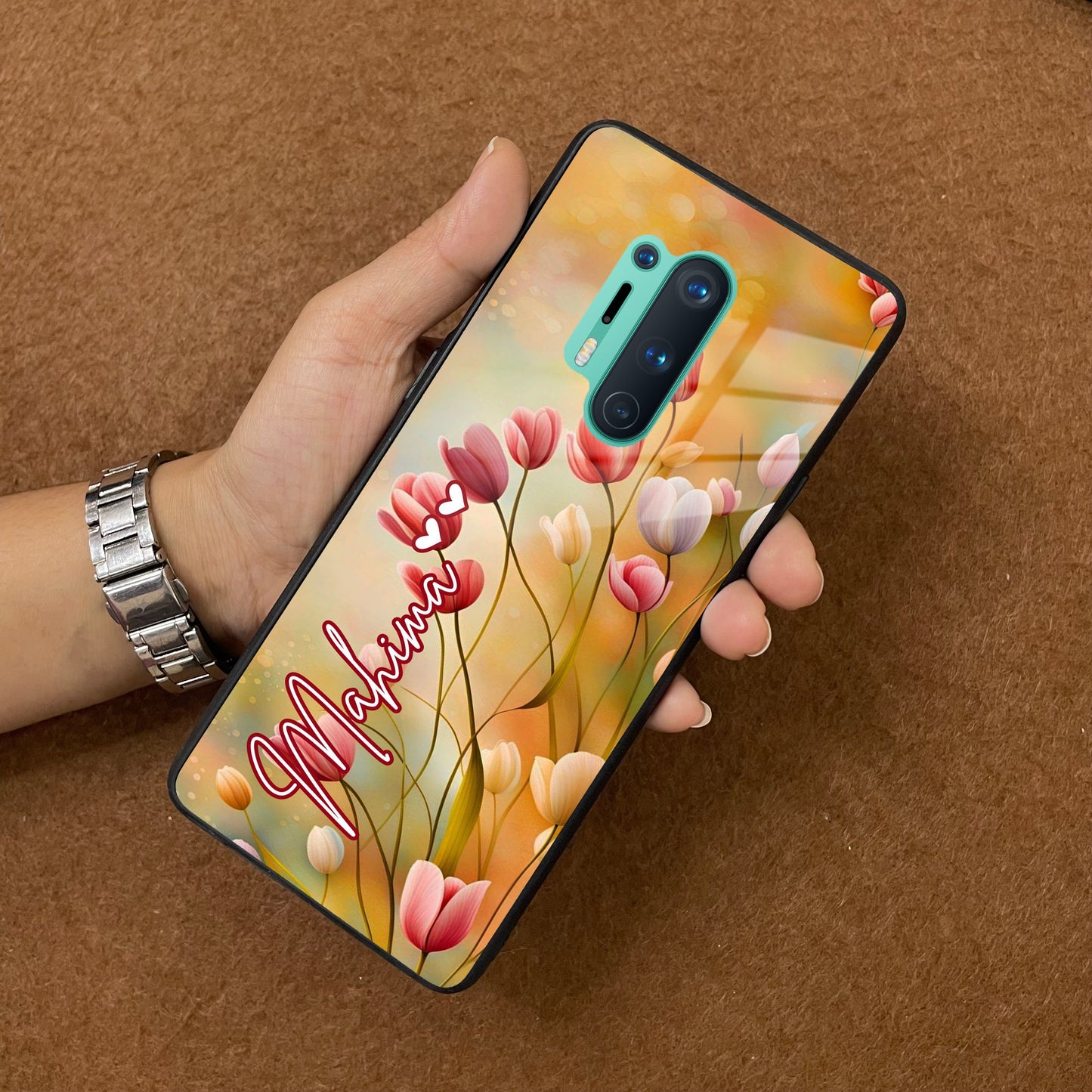 Tulip Floral Glass Case Cover For OnePlus