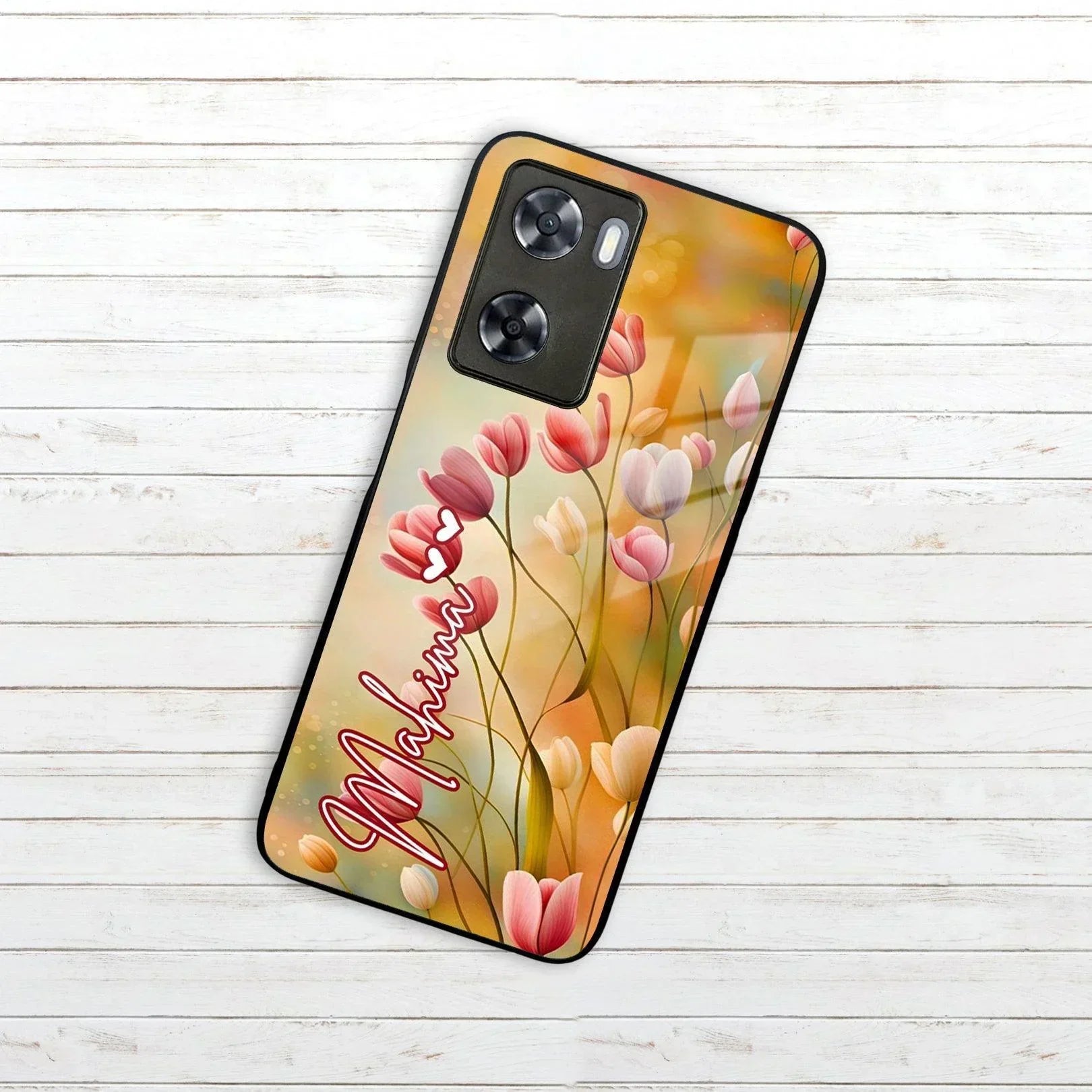 Tulip Floral Glass Case Cover For Oppo - ShopOnCliQ