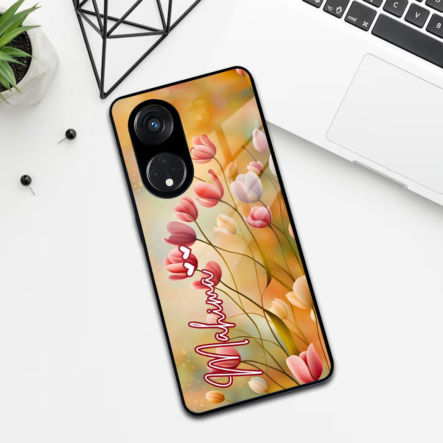 Tulip Floral Glass Case Cover For Oppo ShopOnCliQ