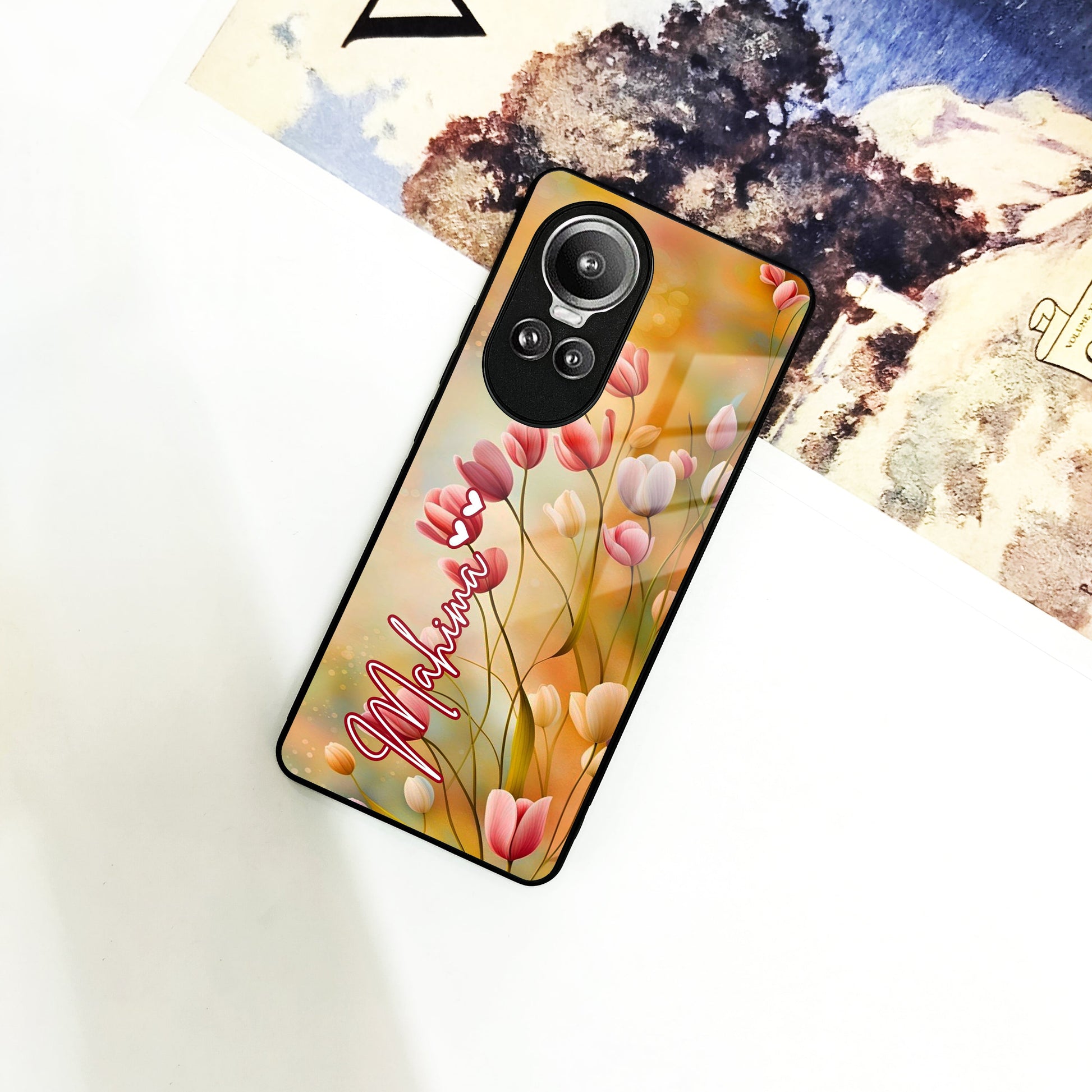 Tulip Floral Glass Case Cover For Oppo ShopOnCliQ