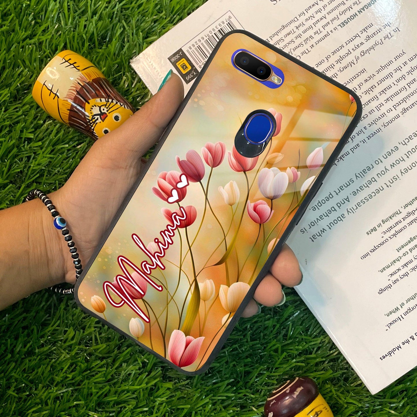 Tulip Floral Glass Case Cover For Oppo