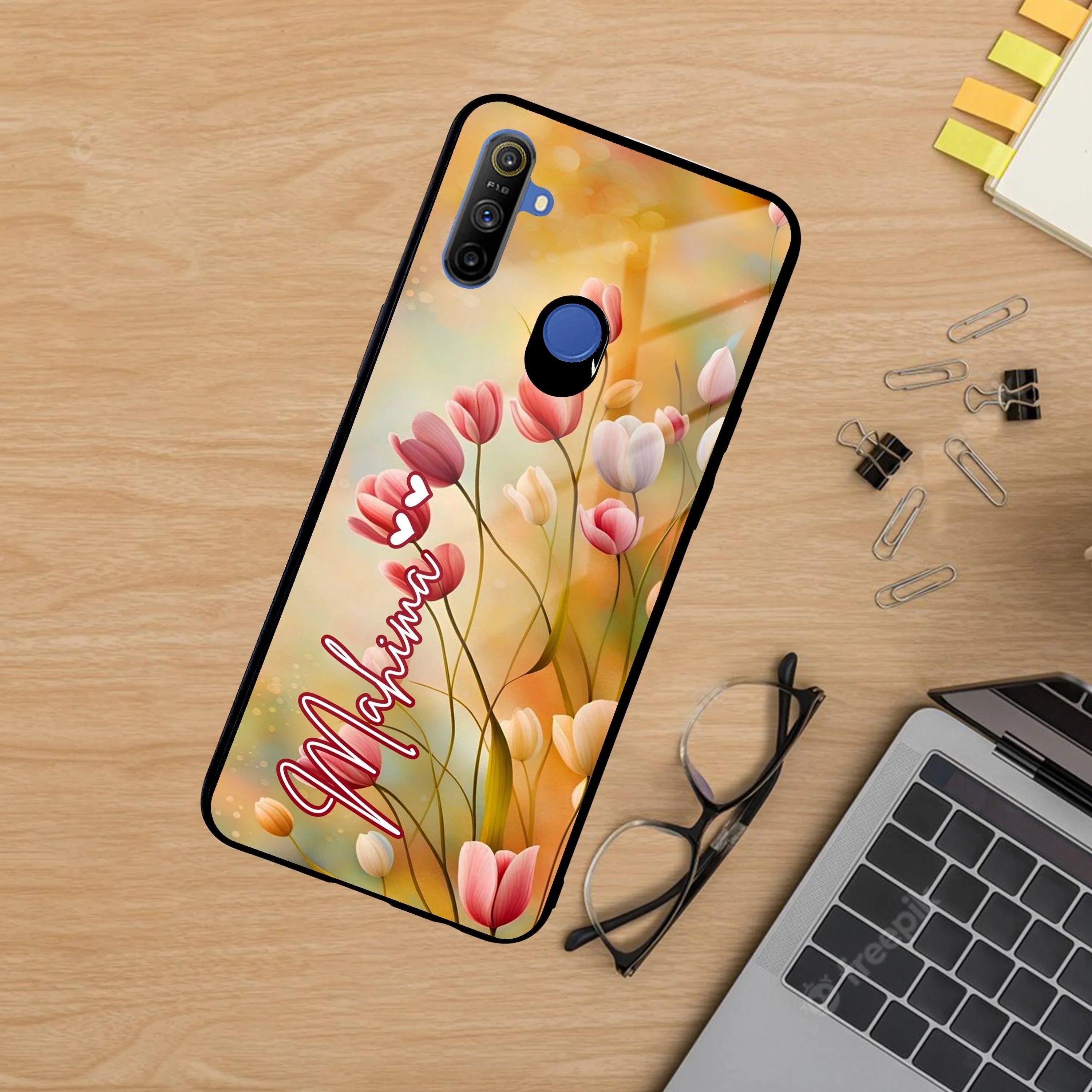 Tulip Floral Glass Case Cover For Realme/Narzo - ShopOnCliQ