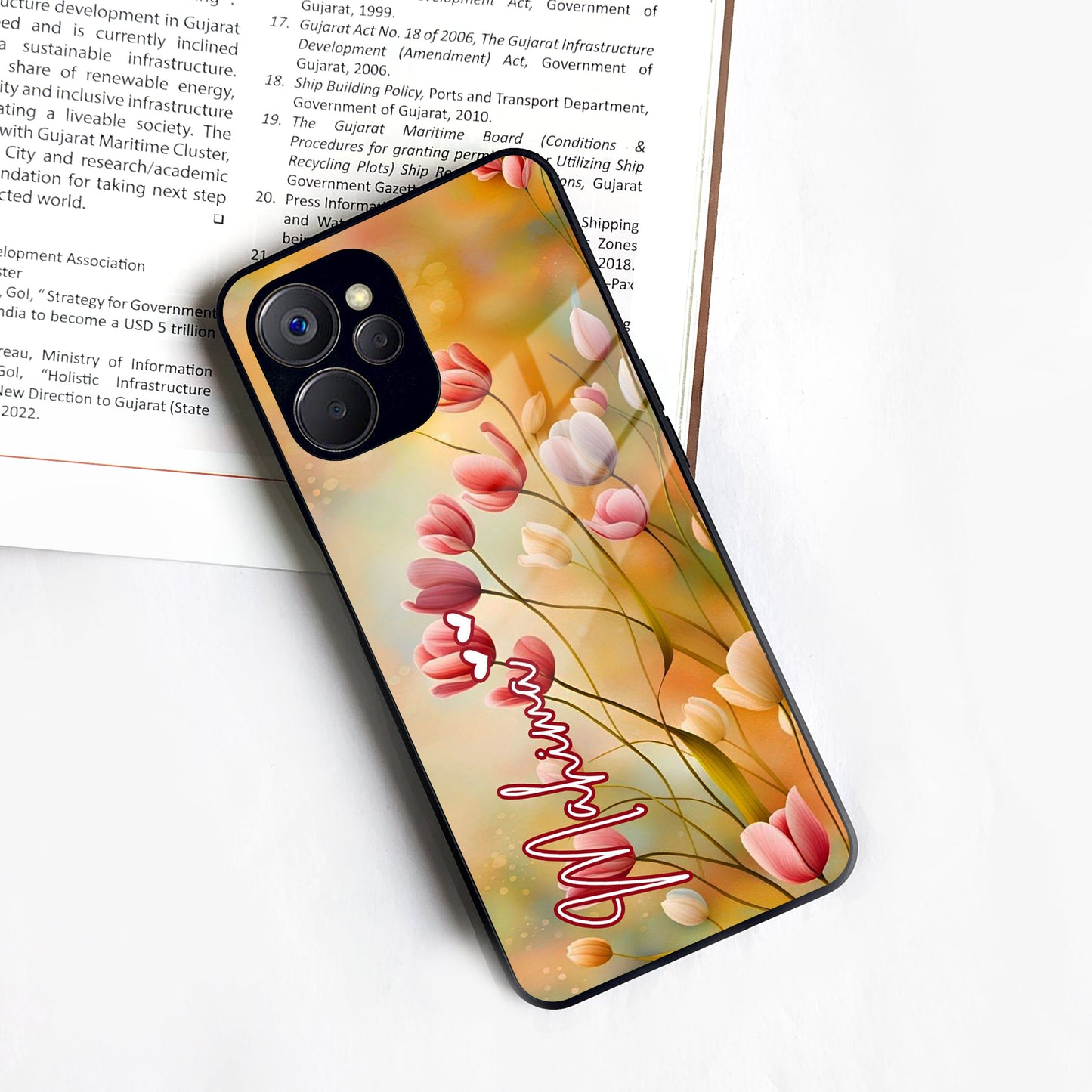 Tulip Floral Glass Case Cover For Realme/Narzo ShopOnCliQ