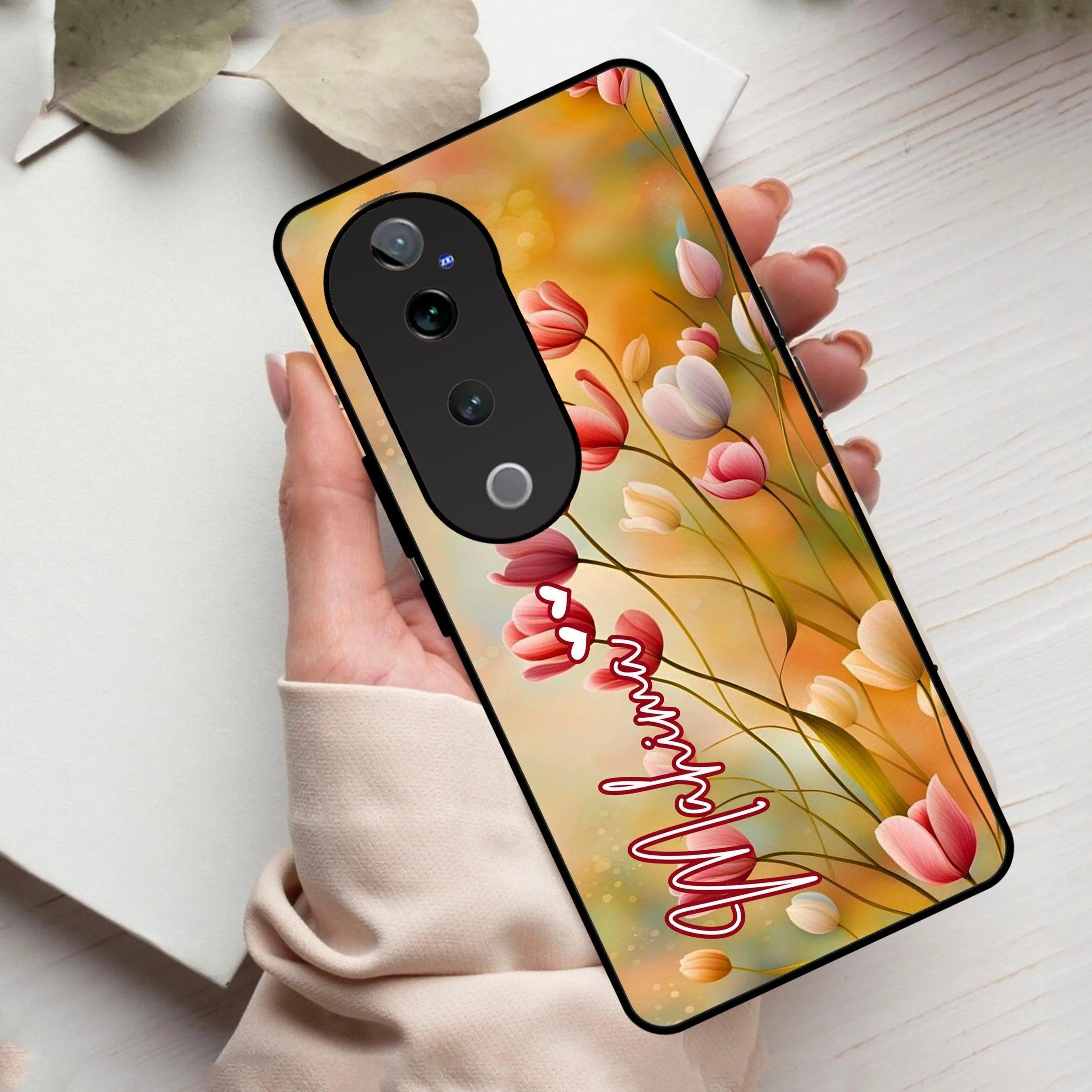 Tulip Floral Glass Case Cover For Vivo - ShopOnCliQ