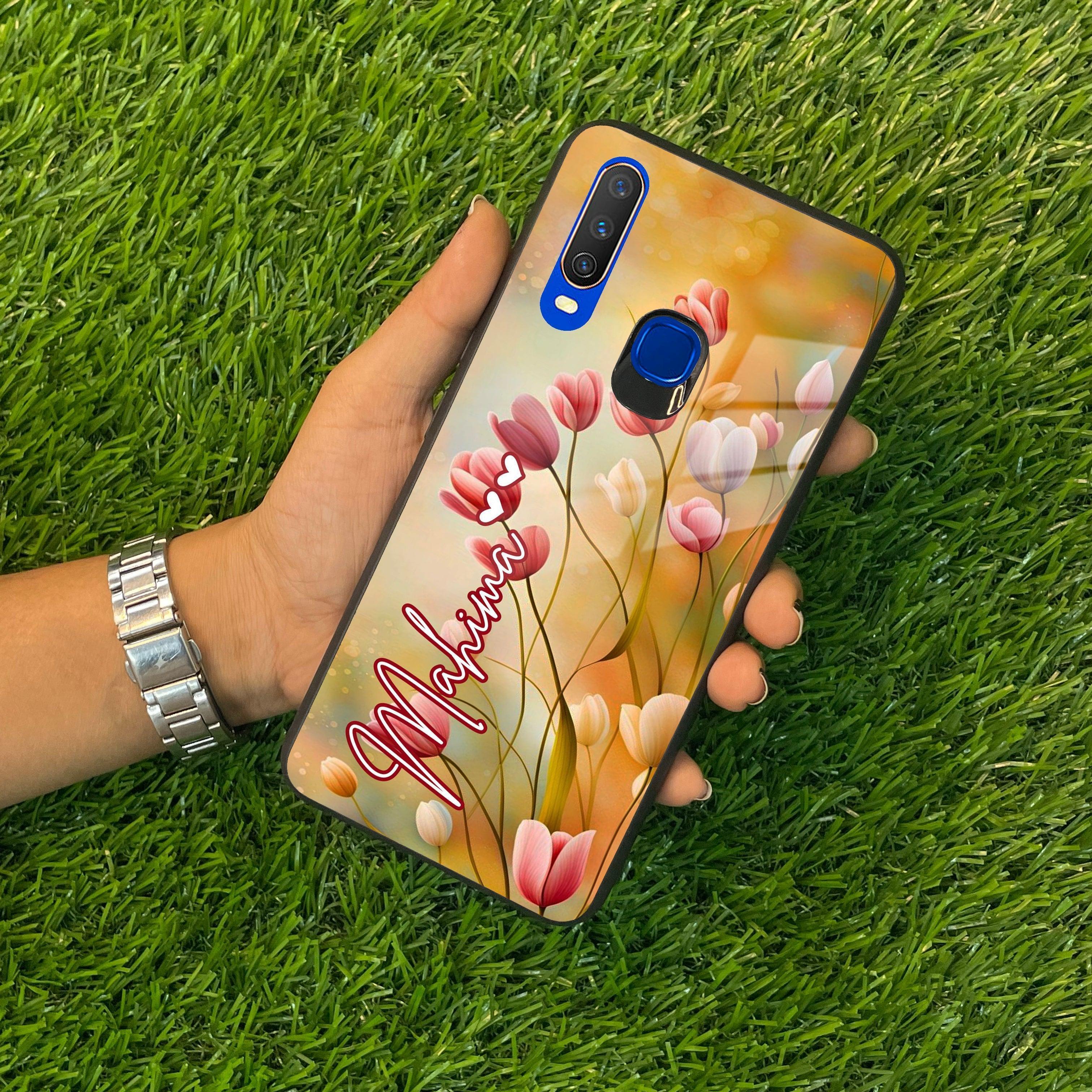 Tulip Floral Glass Case Cover For Vivo - ShopOnCliQ
