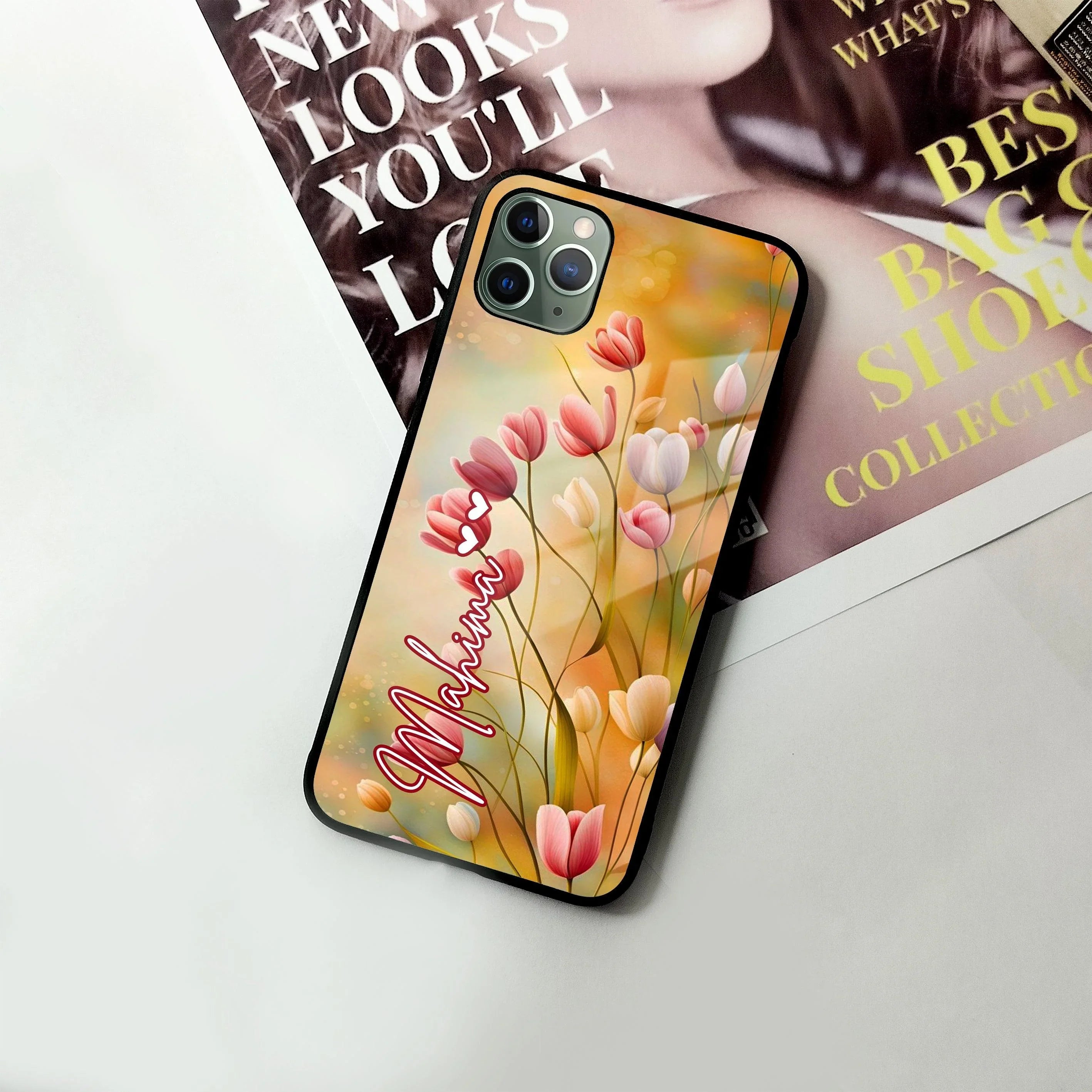 Tulip Floral Glass Case Cover For iPhone - ShopOnCliQ