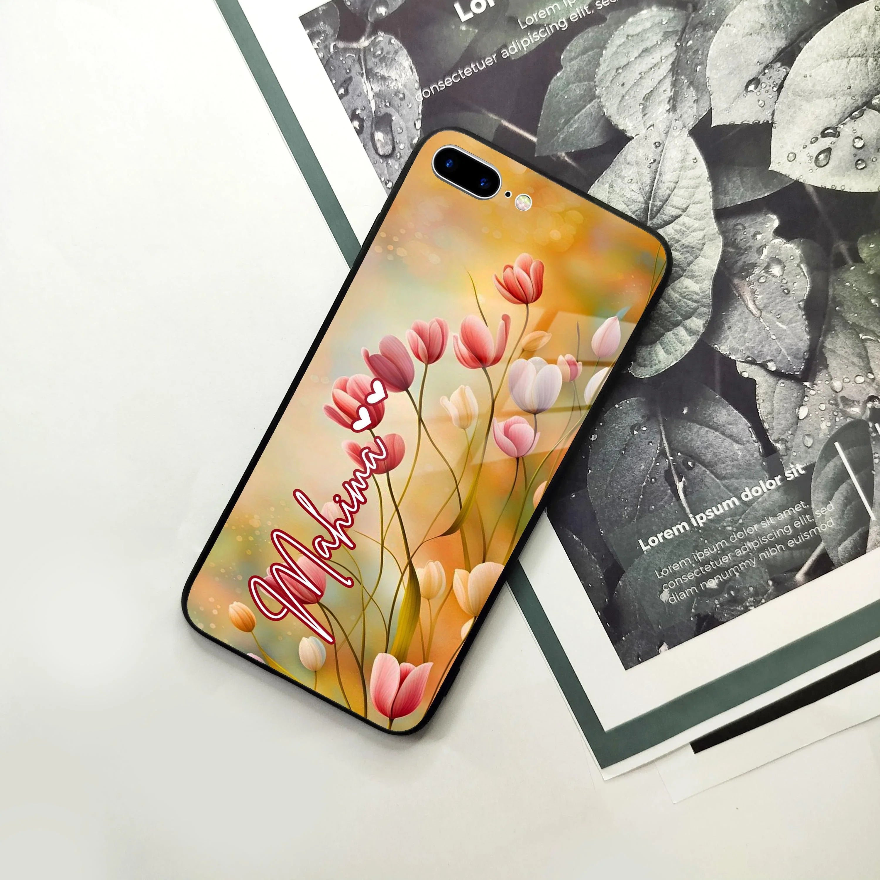 Tulip Floral Glass Case Cover For iPhone - ShopOnCliQ