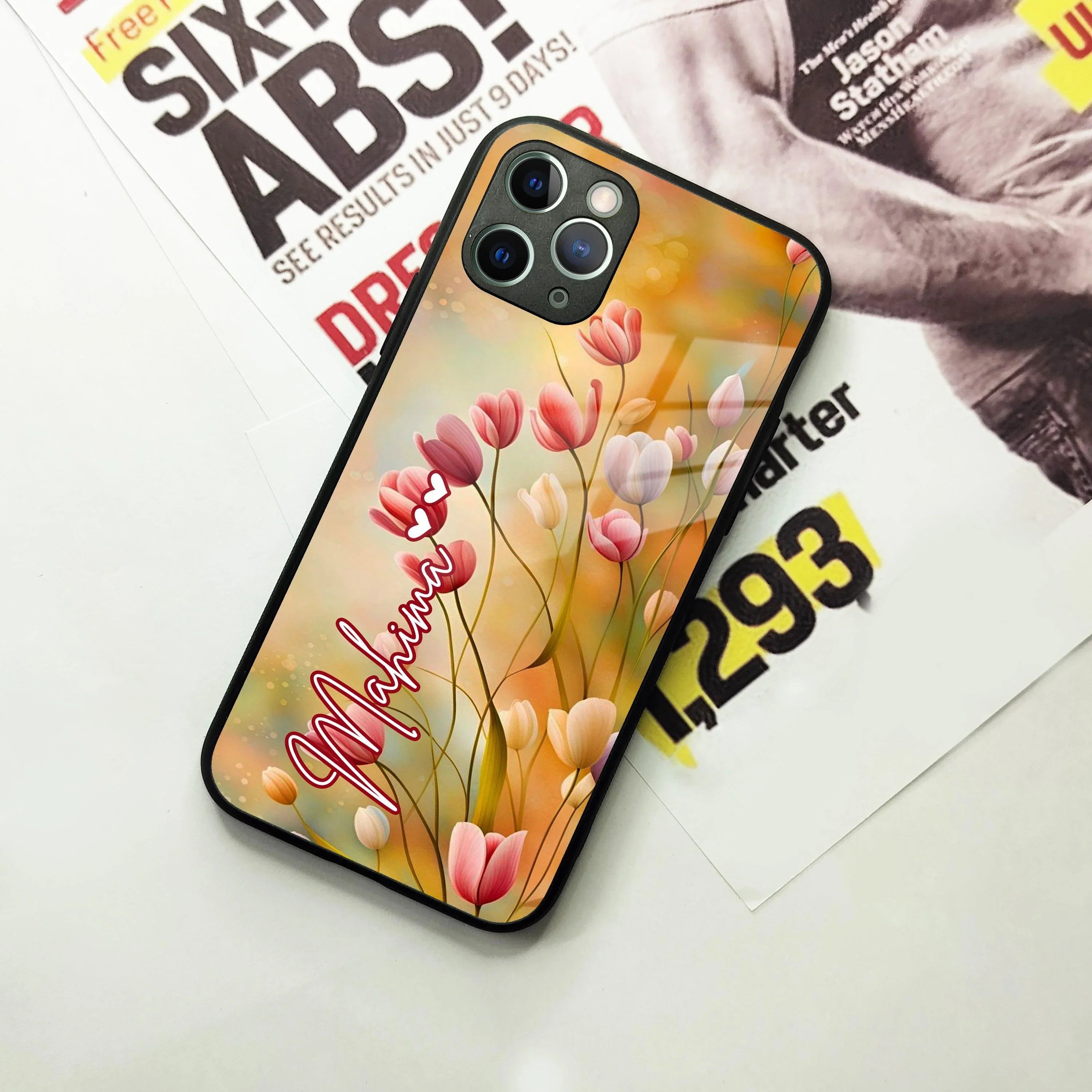 Tulip Floral Glass Case Cover For iPhone - ShopOnCliQ