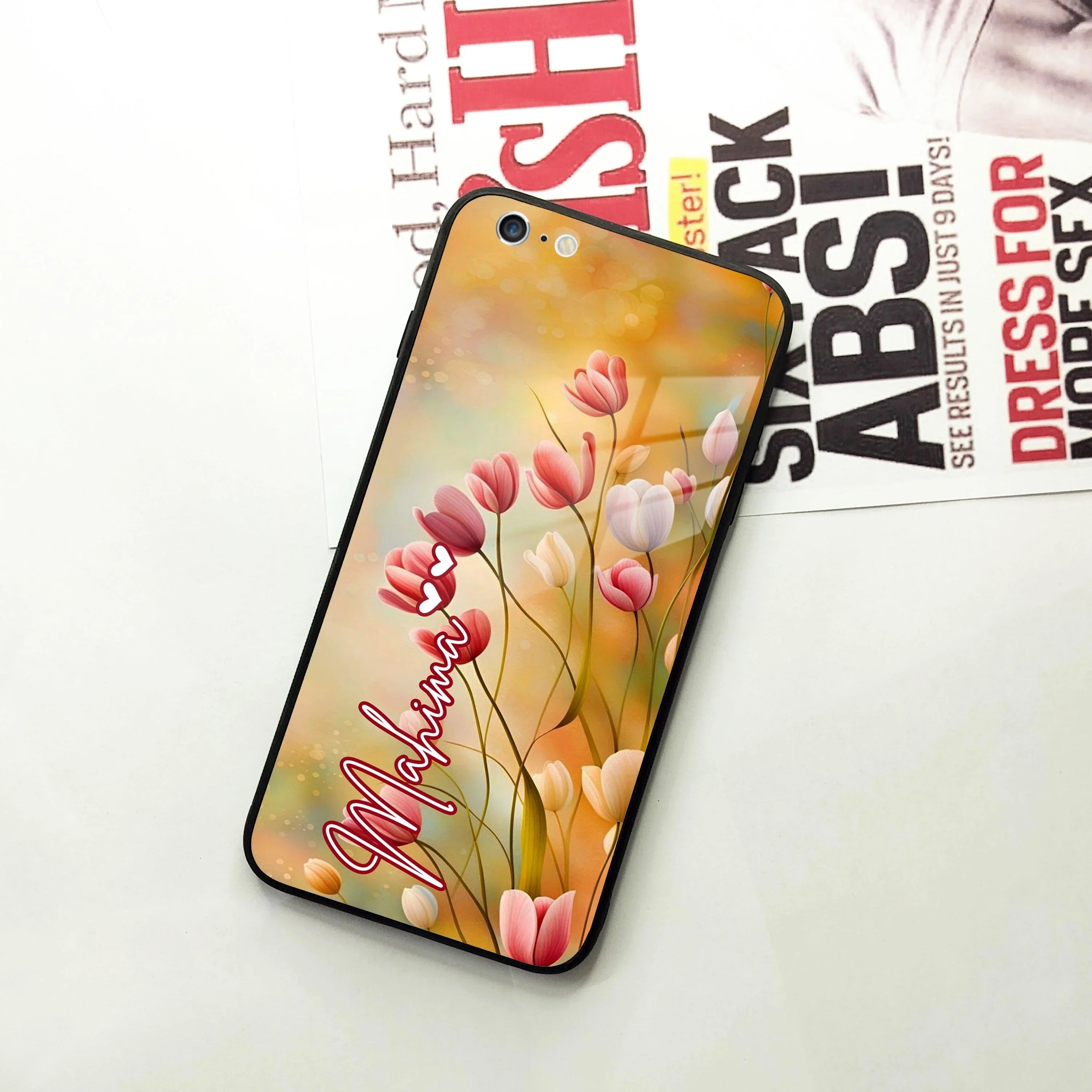 Tulip Floral Glass Case Cover For iPhone - ShopOnCliQ