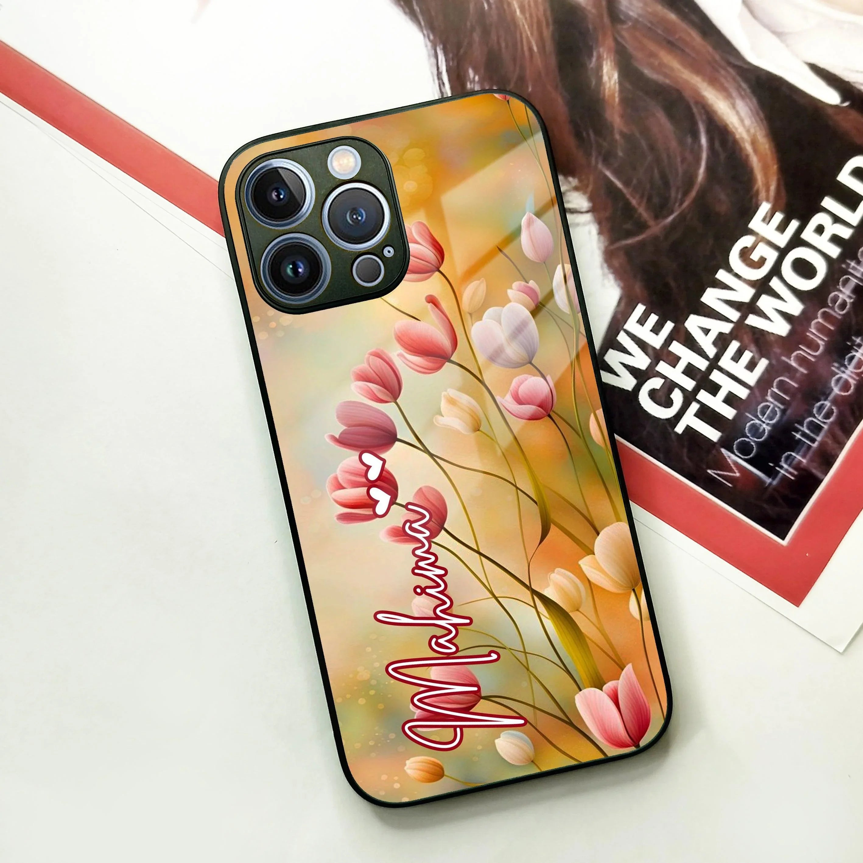 Tulip Floral Glass Case Cover For iPhone - ShopOnCliQ