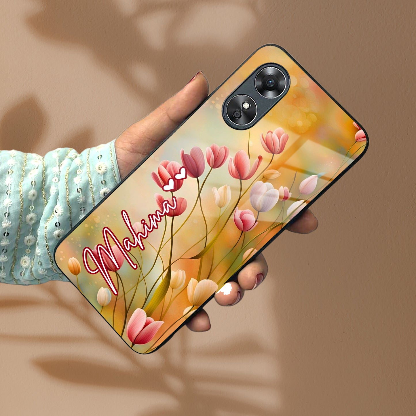 Tulip Floral Glass Case Cover For Oppo