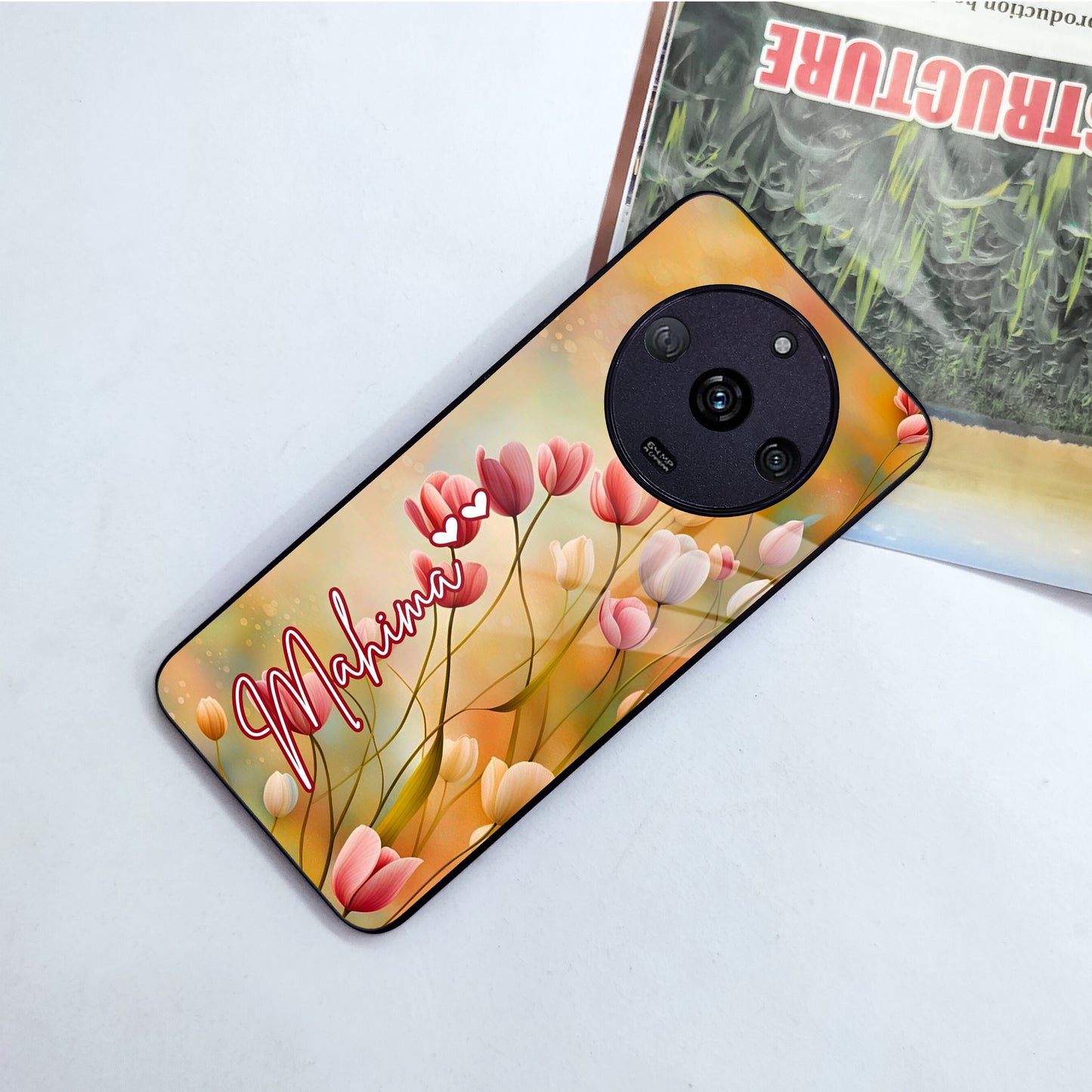 Tulip Floral Glass Case Cover For Realme/Narzo