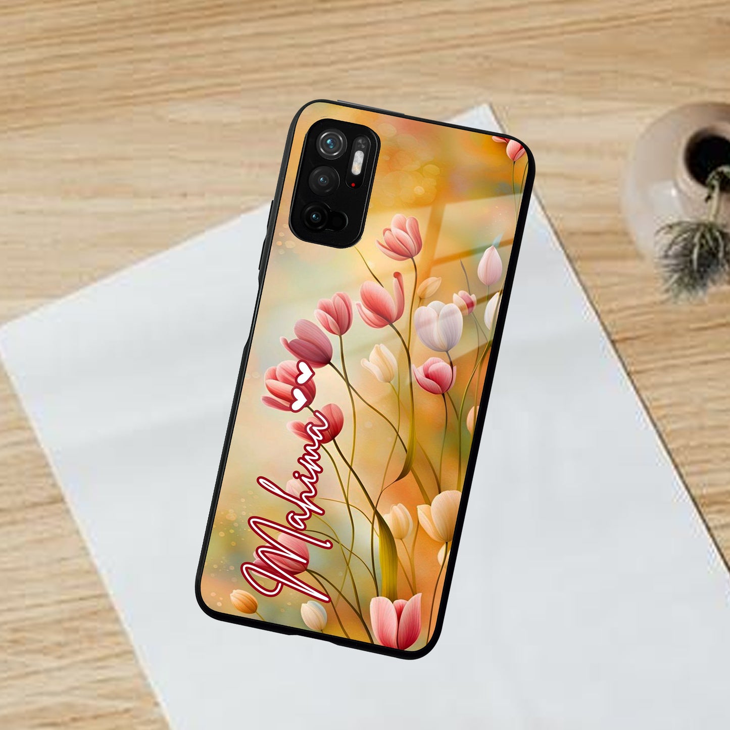Tulip Floral Glass Case Cover For Poco