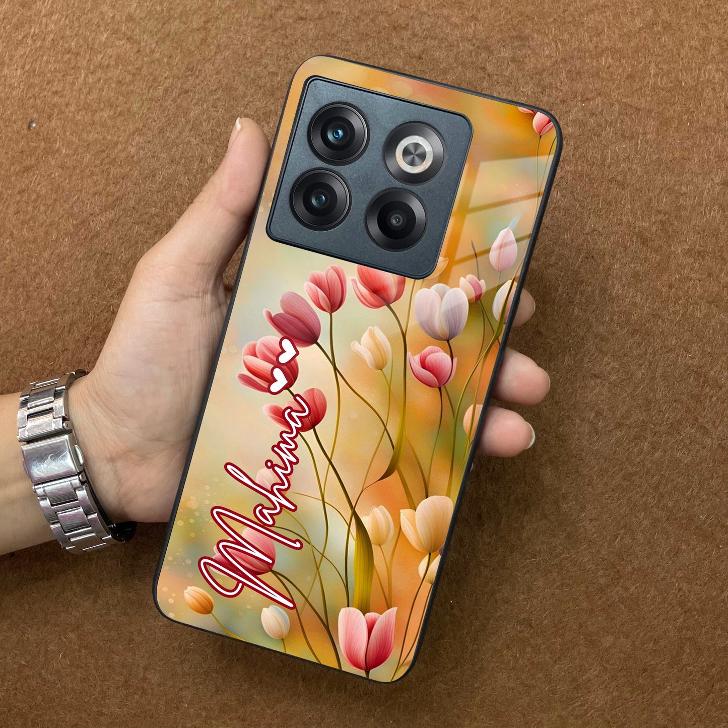 Tulip Floral Glass Case Cover For OnePlus
