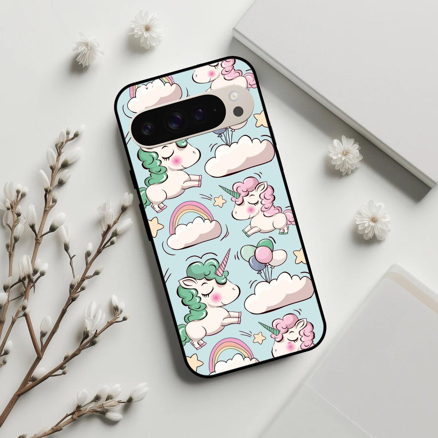 Unicorn Print Glossy Metal Case Cover For Google
