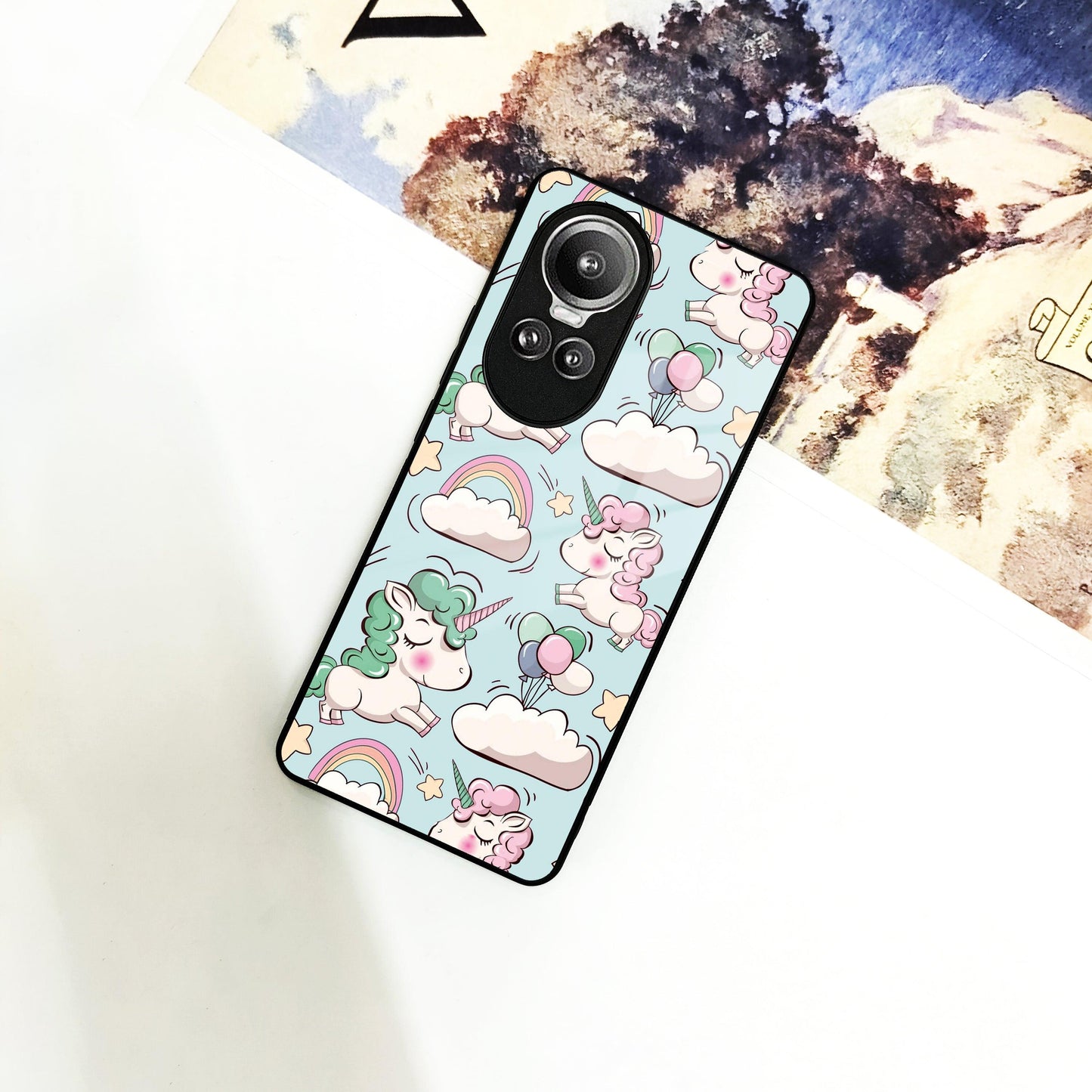 Unicorn Print Glossy Metal Case Cover For Oppo - ShopOnCliQ