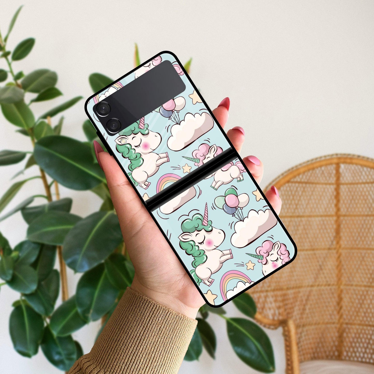 Unicorn Print Glossy Metal Case Cover For Samsung