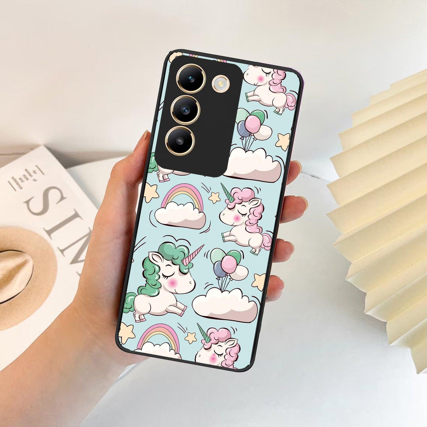 Unicorn Print Glossy Metal Case Cover For Vivo