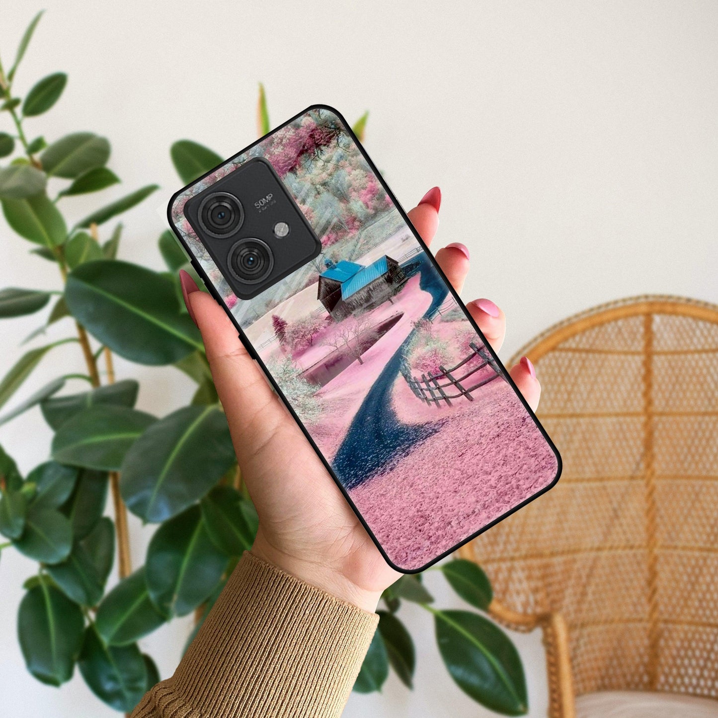 Village Scenery Glossy Metal Case Cover For Motorola