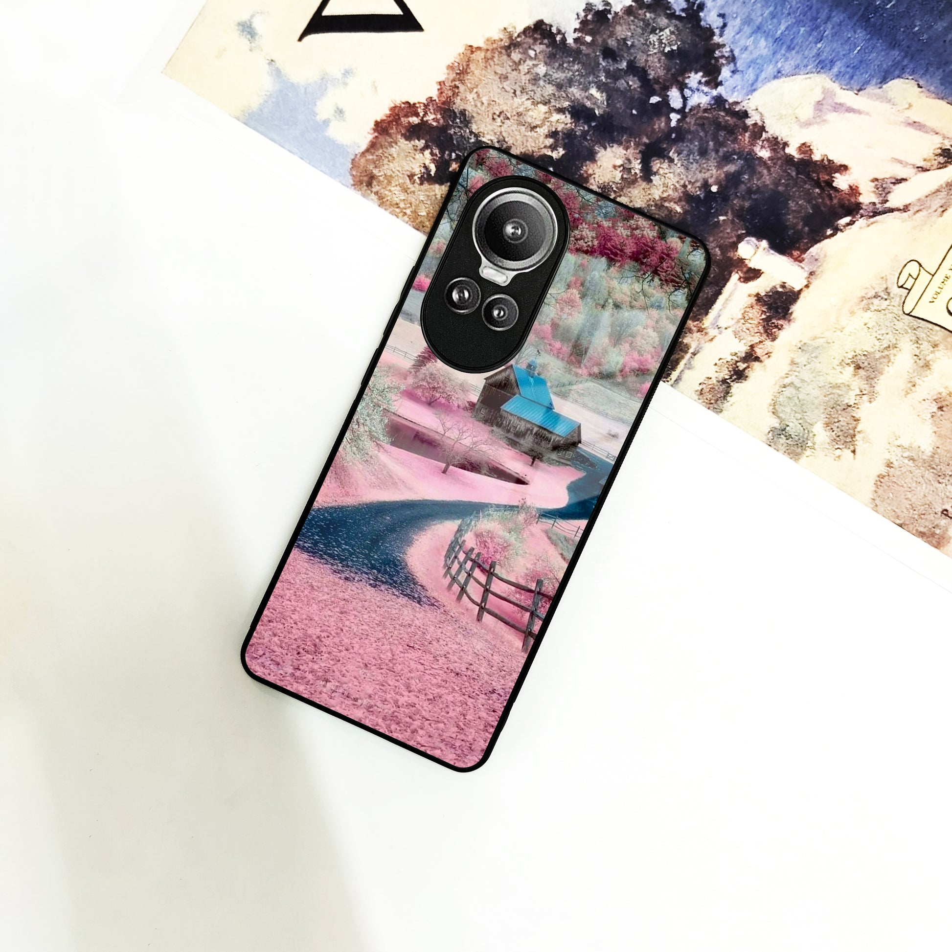 Village Scenery Glossy Metal Case Cover For Oppo - ShopOnCliQ