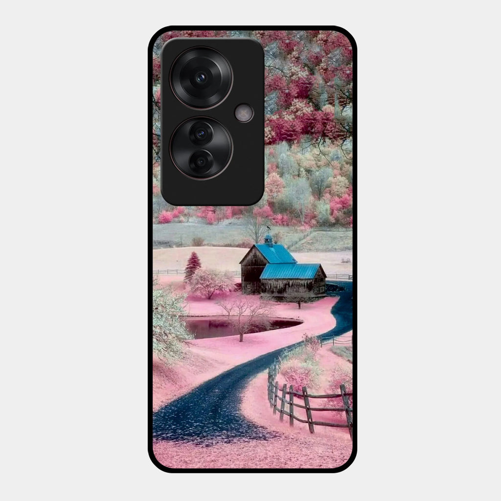 Village Scenery Glossy Metal Case Cover For Oppo - ShopOnCliQ