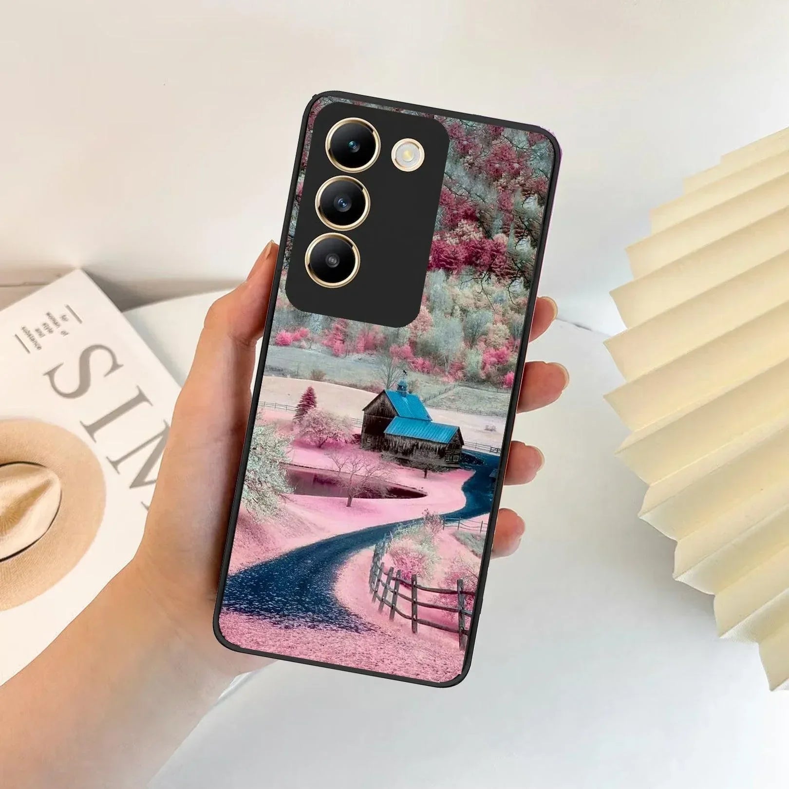 Village Scenery Glossy Metal Case Cover For Vivo - ShopOnCliQ