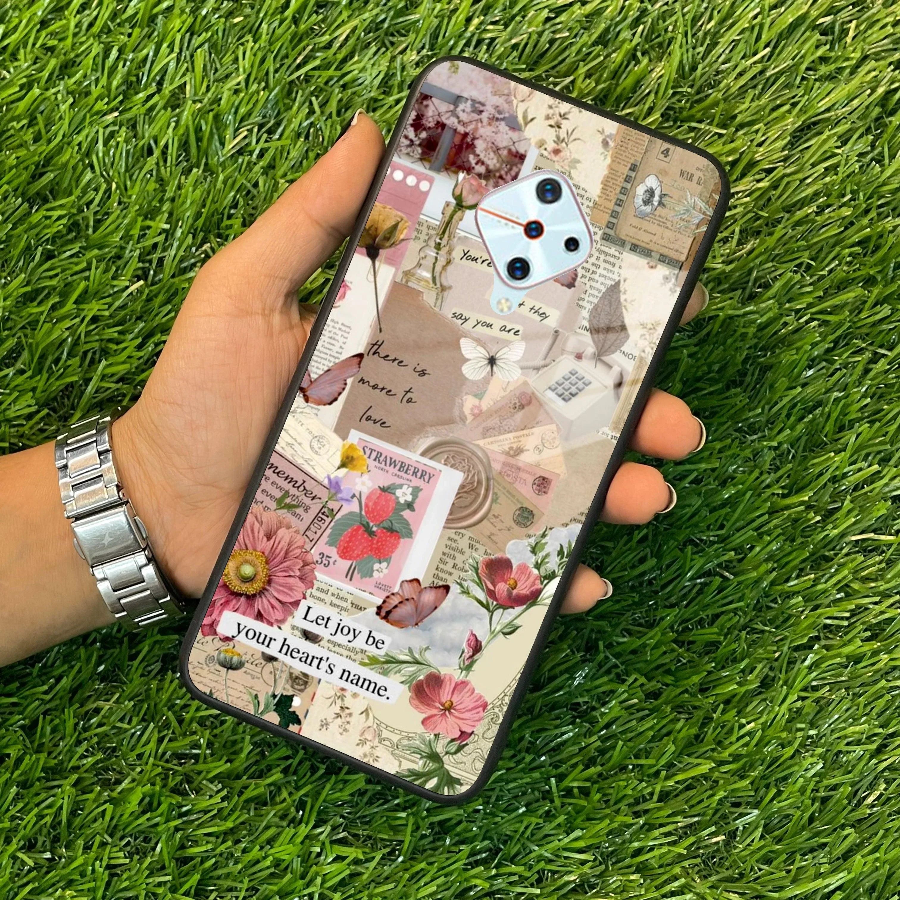 Vintage Vibes Glass Case Cover For Vivo - ShopOnCliQ