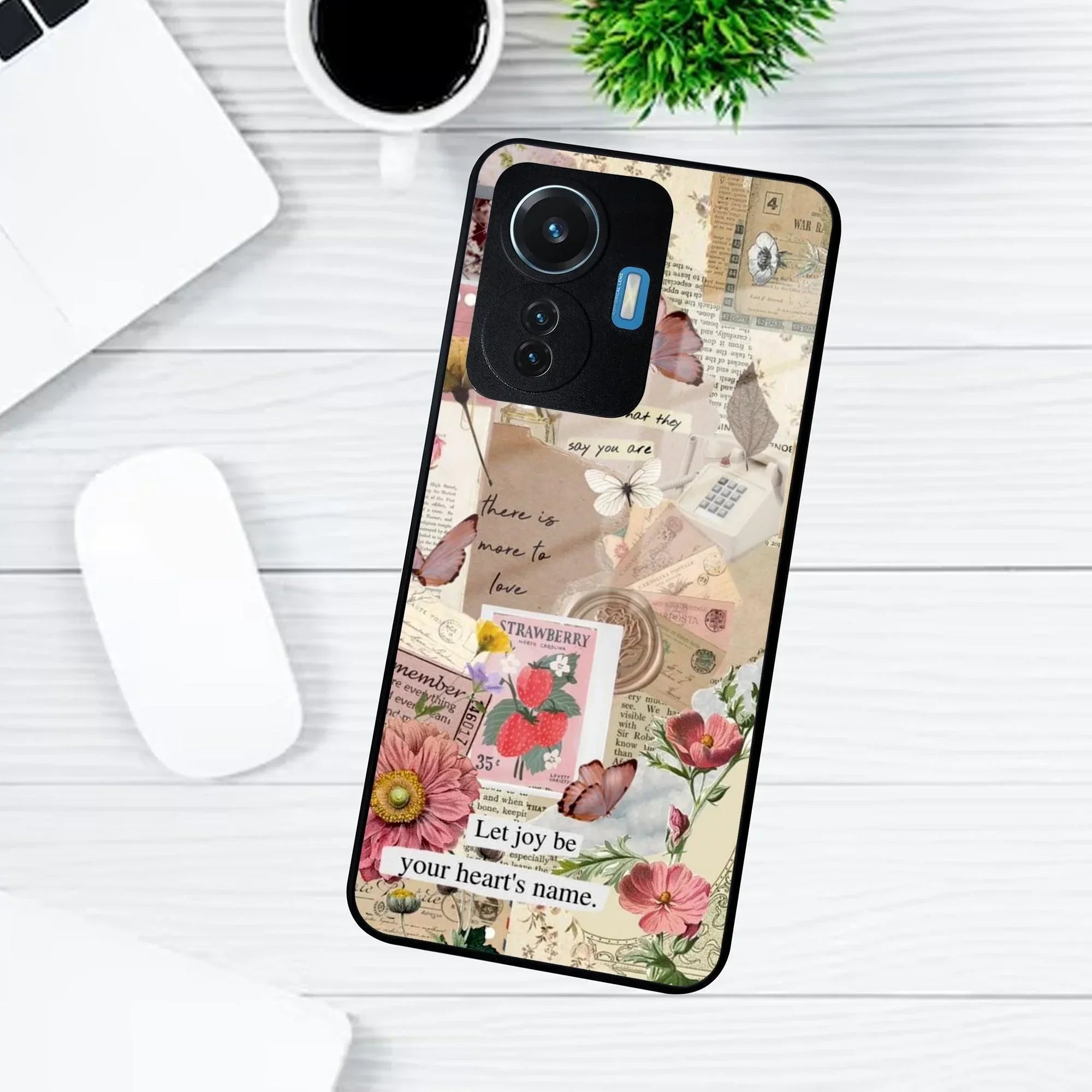 Vintage Vibes Glass Case Cover For Vivo - ShopOnCliQ