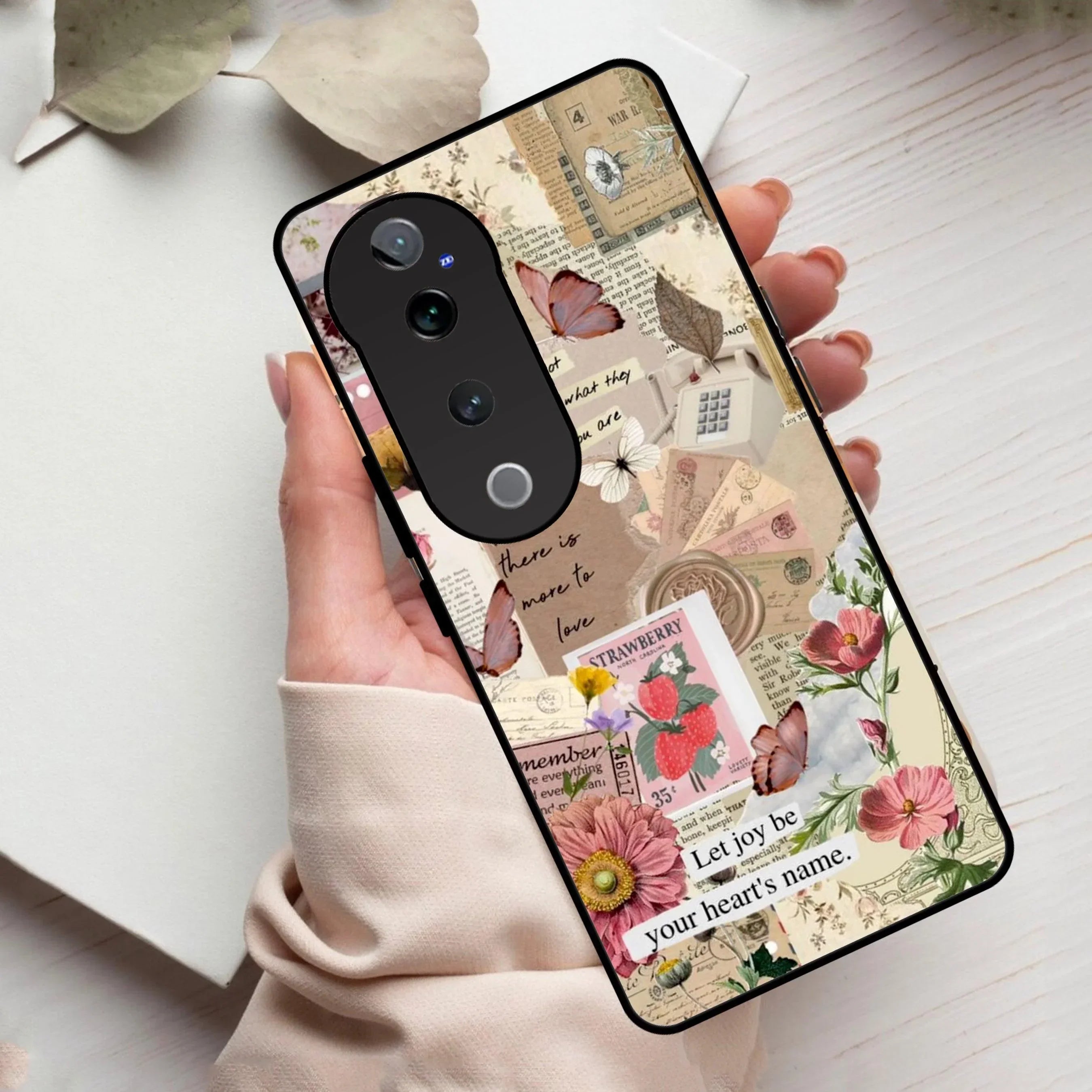 Vintage Vibes Glass Case Cover For Vivo - ShopOnCliQ