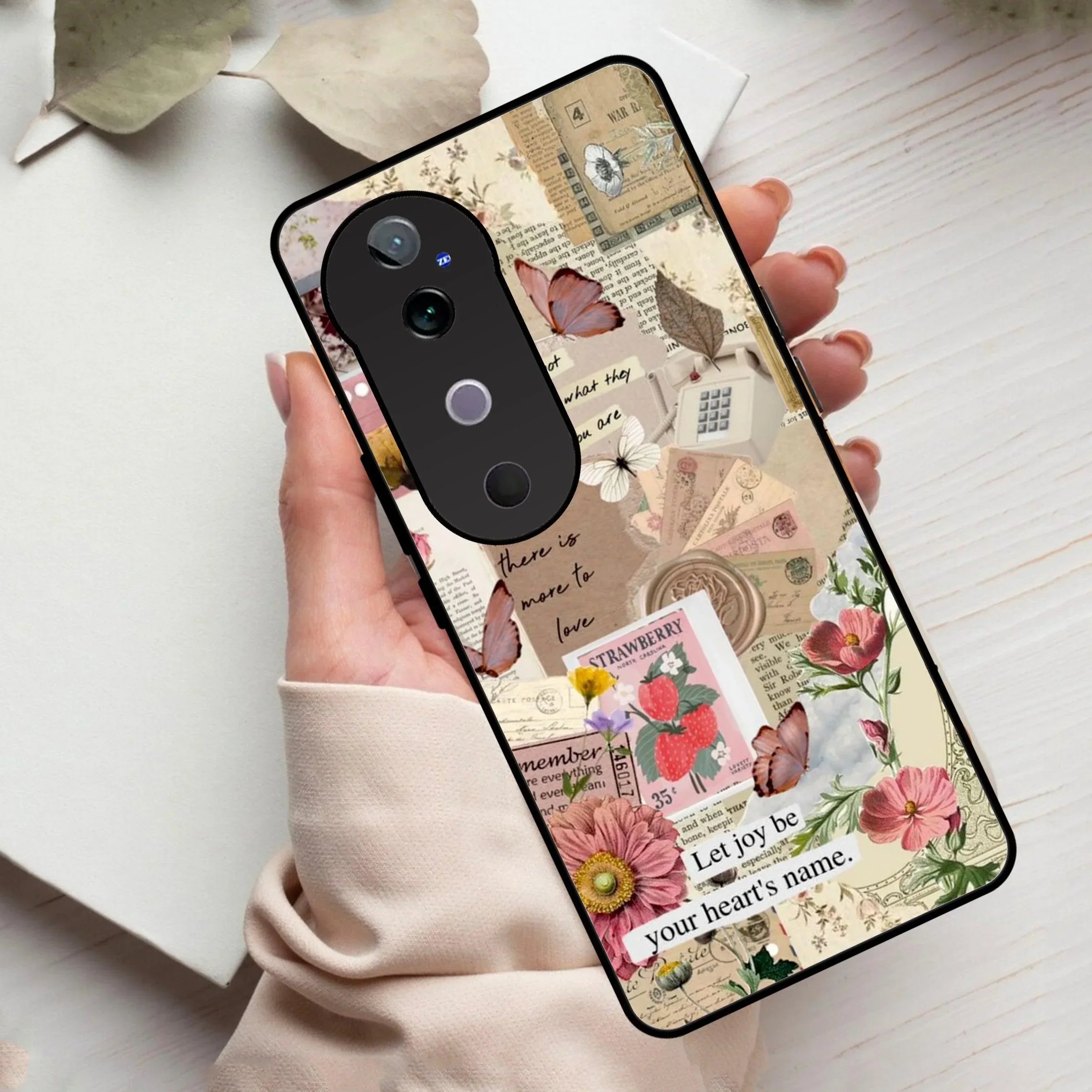 Vintage Vibes Glass Case Cover For Vivo - ShopOnCliQ