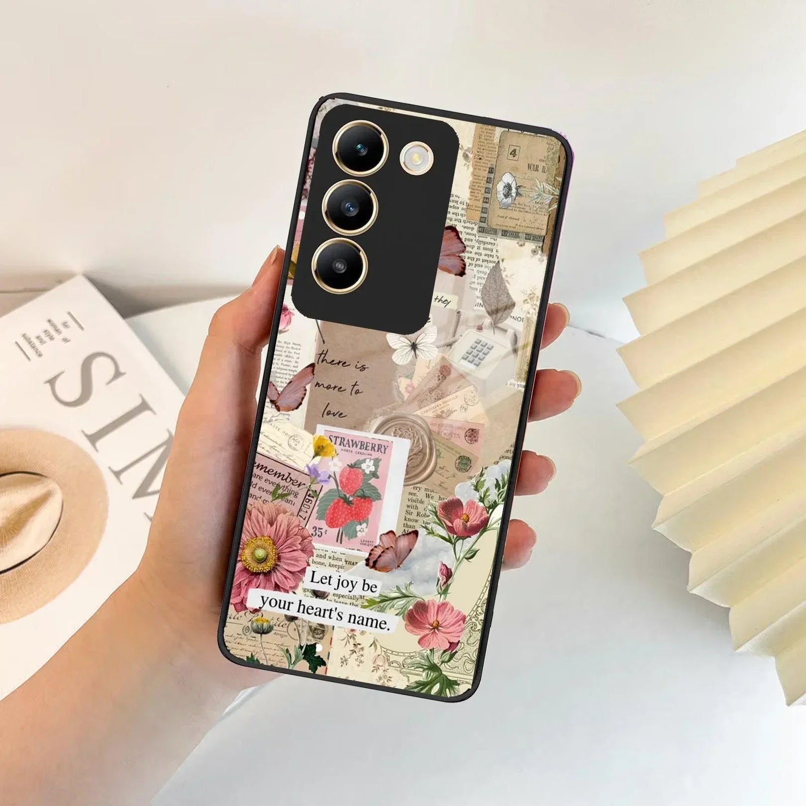 Vintage Vibes Glass Case Cover For Vivo - ShopOnCliQ