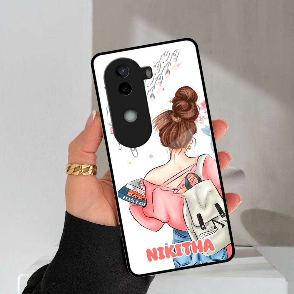 Girl With Book Glossy Metal Case Cover For Vivo