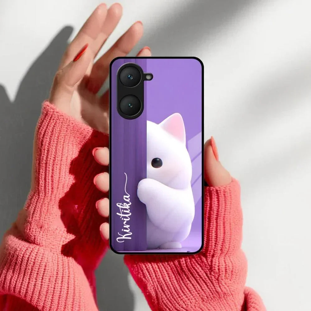 Cute KItten Glossy Metal Case Cover For Vivo - ShopOnCliQ